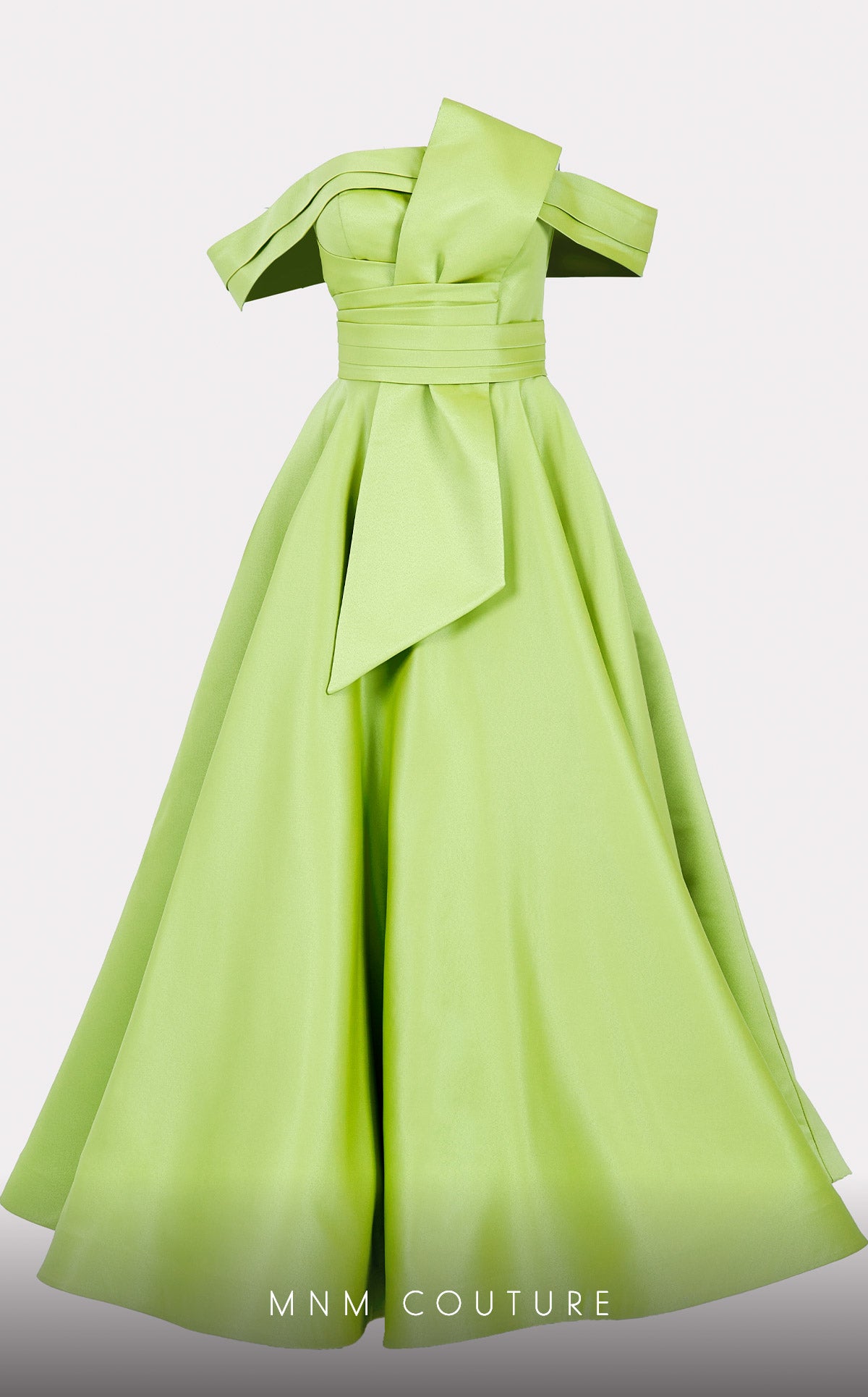 Off-the-Shoulder Tea-Length Satin Evening A-Line MNM Couture N0511