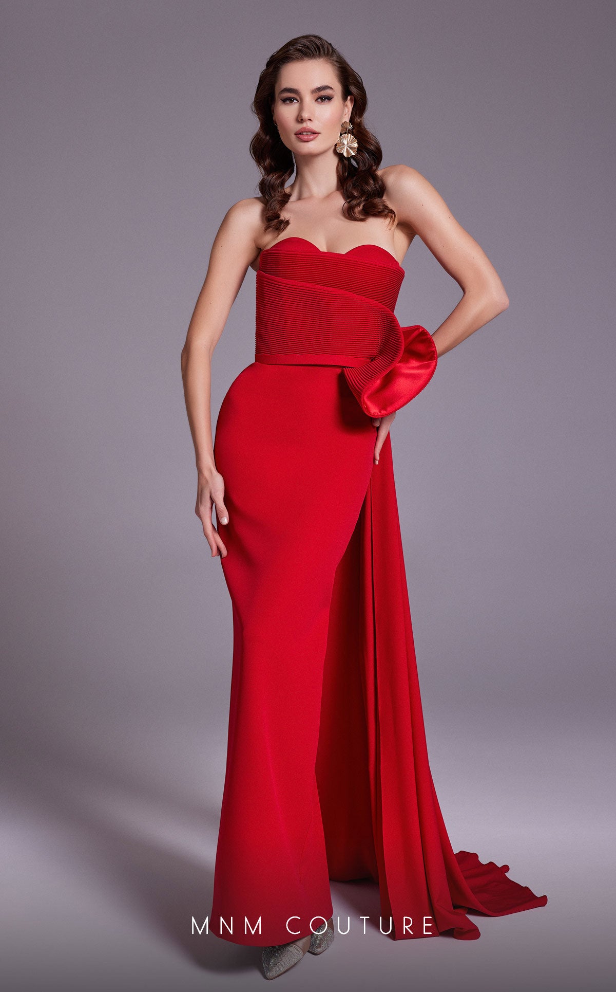 MNM Couture N0520A Long Fitted Slit Formal Evening Dress