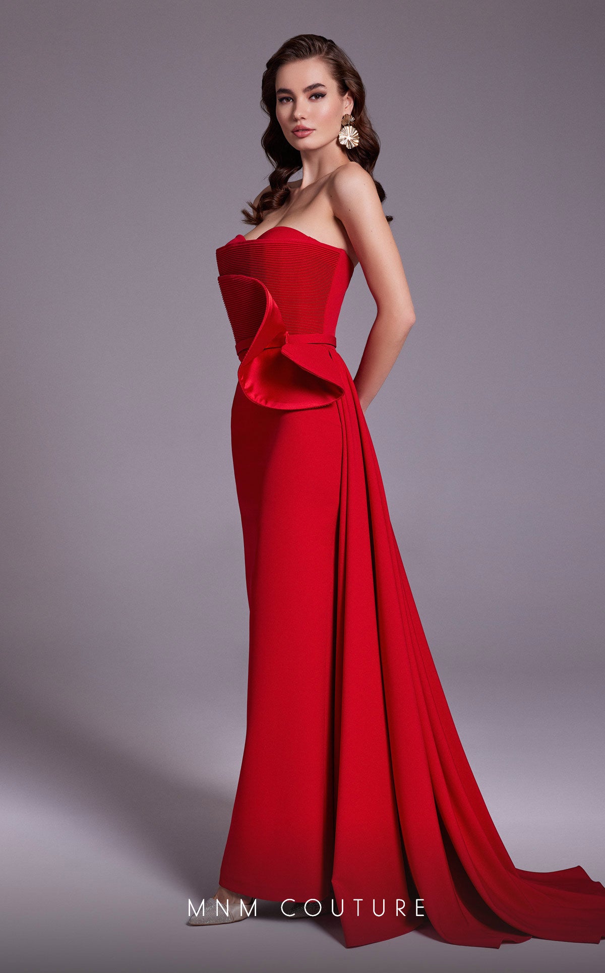 MNM Couture N0520A Long Fitted Slit Formal Evening Dress