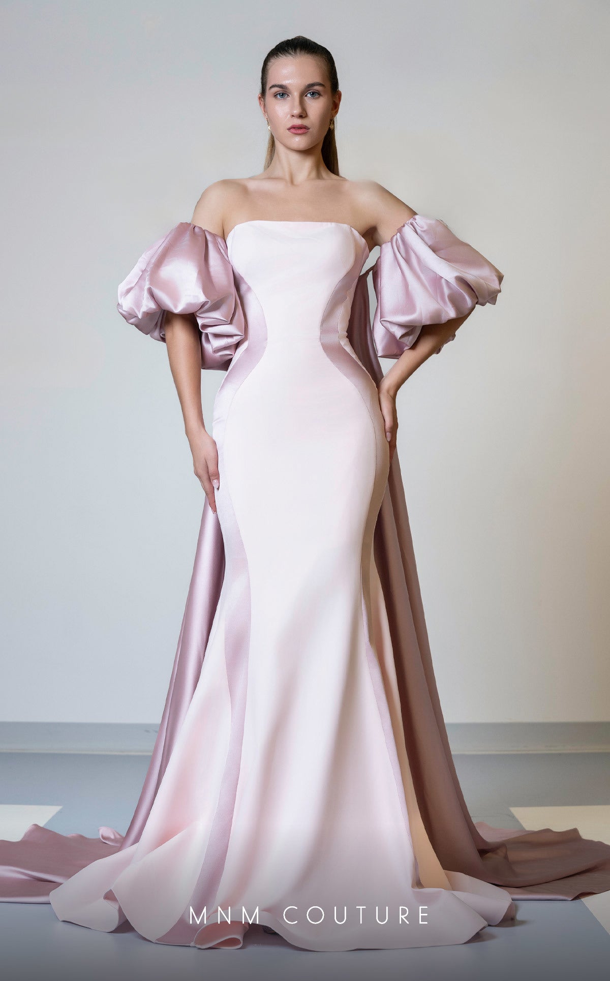 MNM Couture N0526A Long Fitted Overskirt Mermaid Formal Dress