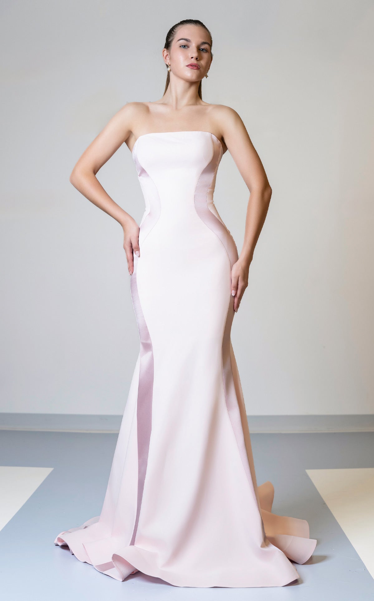 MNM Couture N0526A Long Fitted Overskirt Mermaid Formal Dress