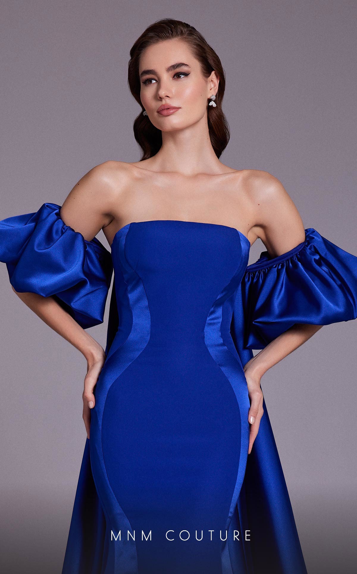 MNM Couture N0526A Long Fitted Overskirt Mermaid Formal Dress