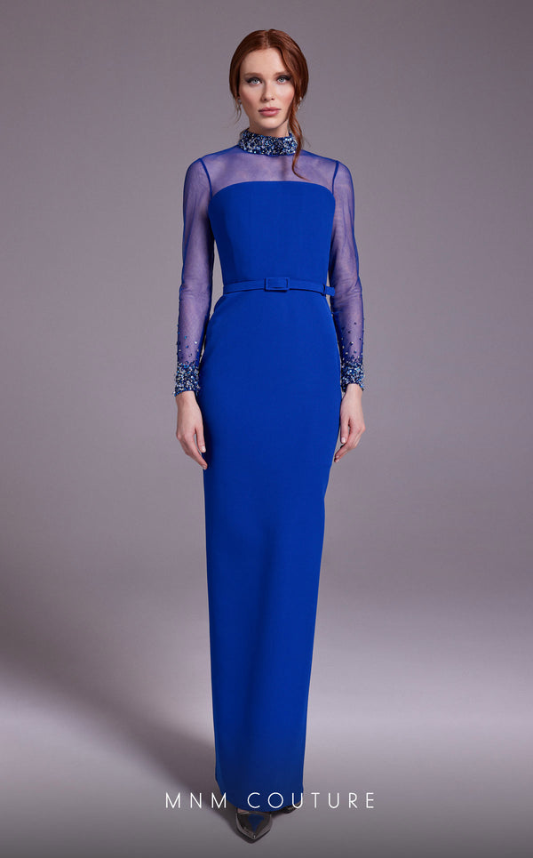 MNM Couture N0530 Beaded Long Slit Fitted Formal Dress
