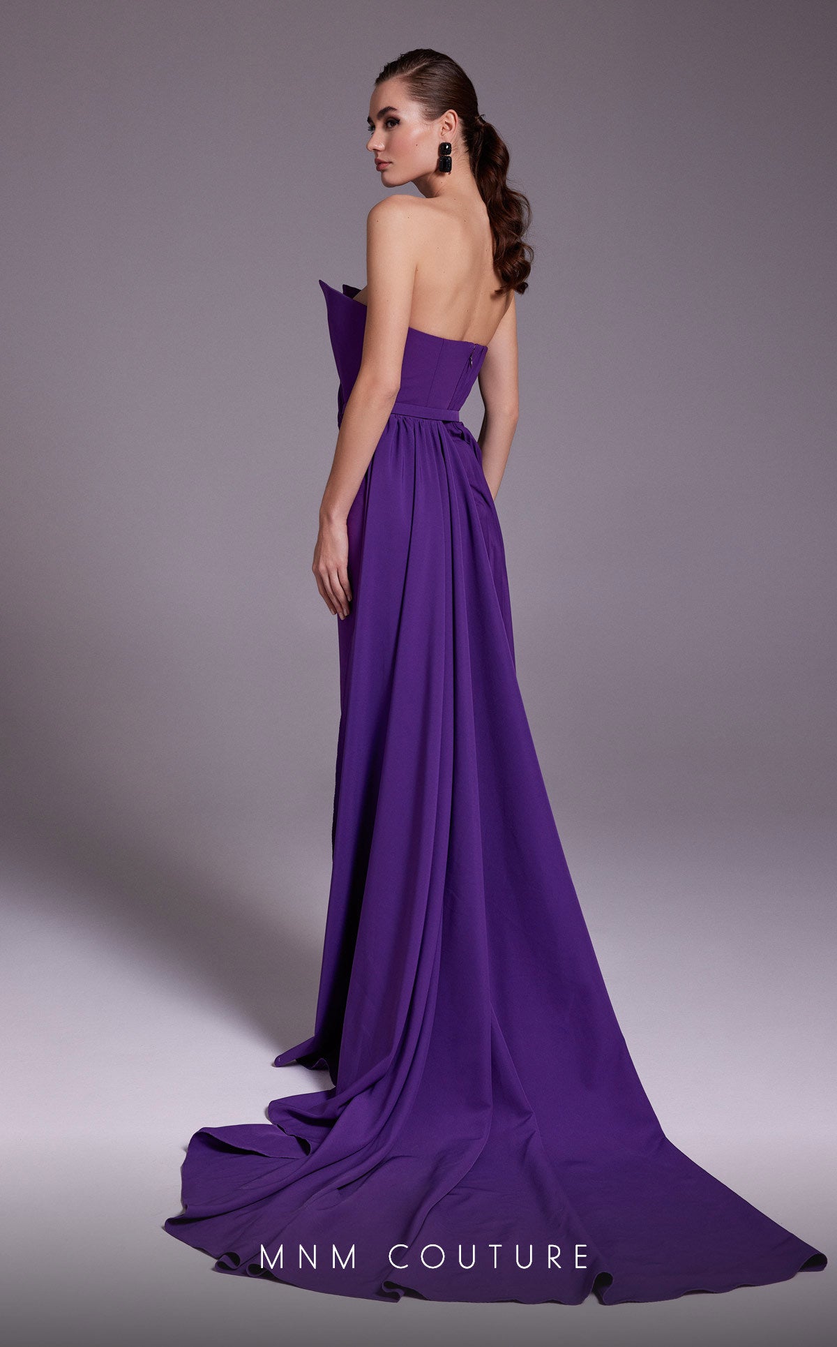 MNM Couture N0532 Pleated Slit Long Formal Evening Dress