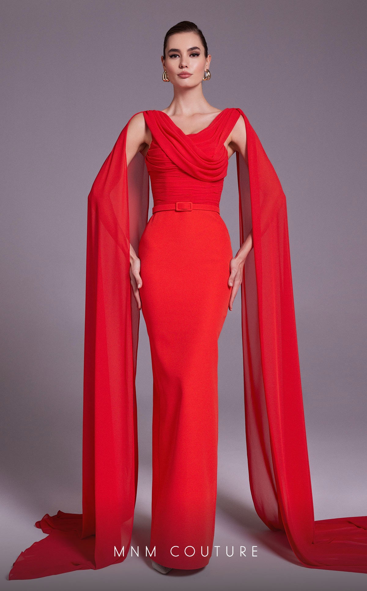 MNM Couture N0534 Fitted Ruched Formal Long Evening Dress