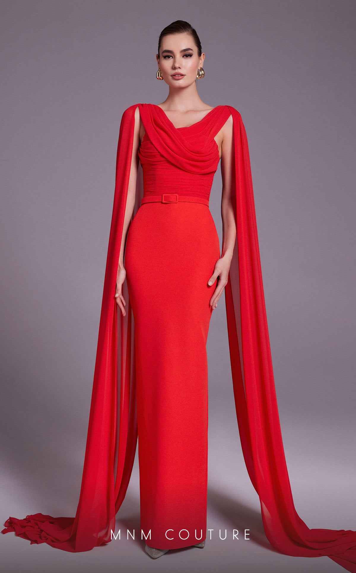 MNM Couture N0534 Fitted Ruched Formal Long Evening Dress