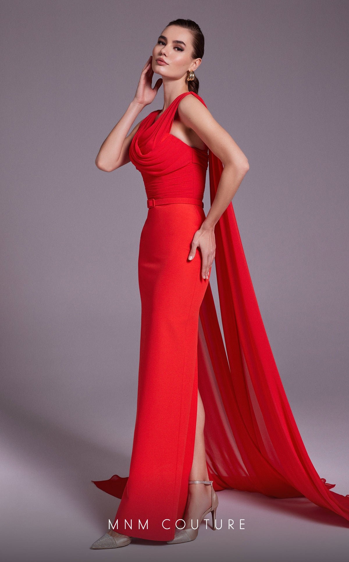 MNM Couture N0534 Fitted Ruched Formal Long Evening Dress