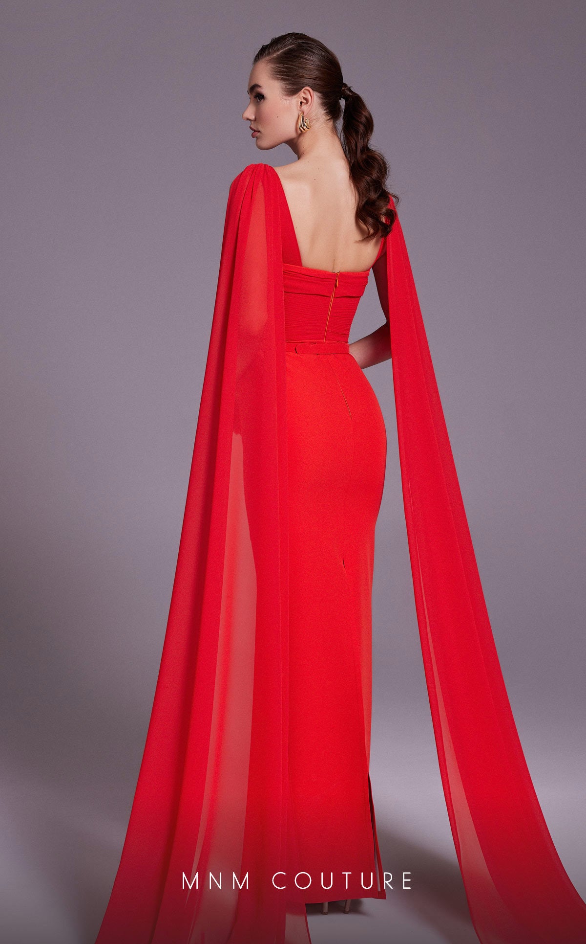 MNM Couture N0534 Fitted Ruched Formal Long Evening Dress