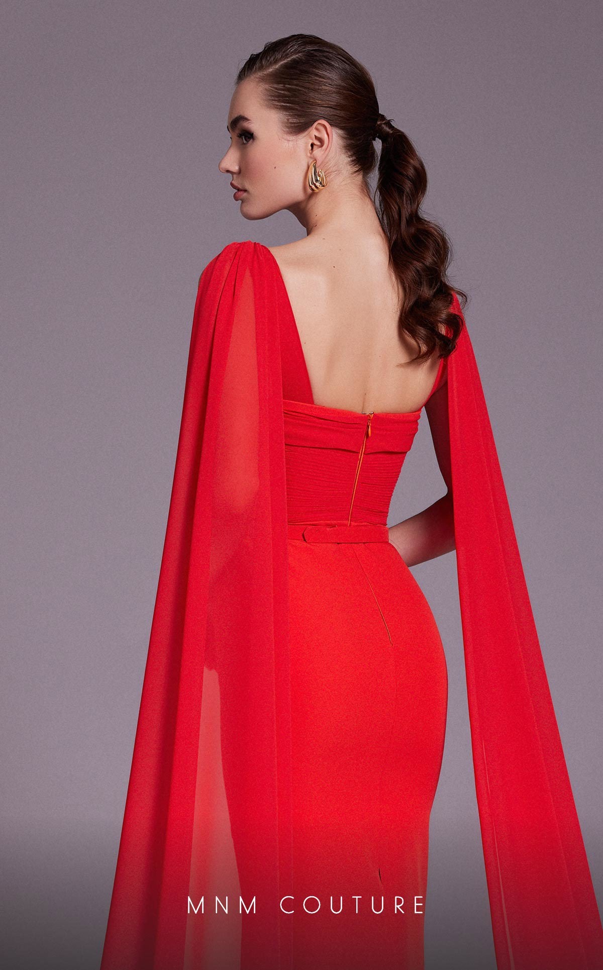 MNM Couture N0534 Fitted Ruched Formal Long Evening Dress