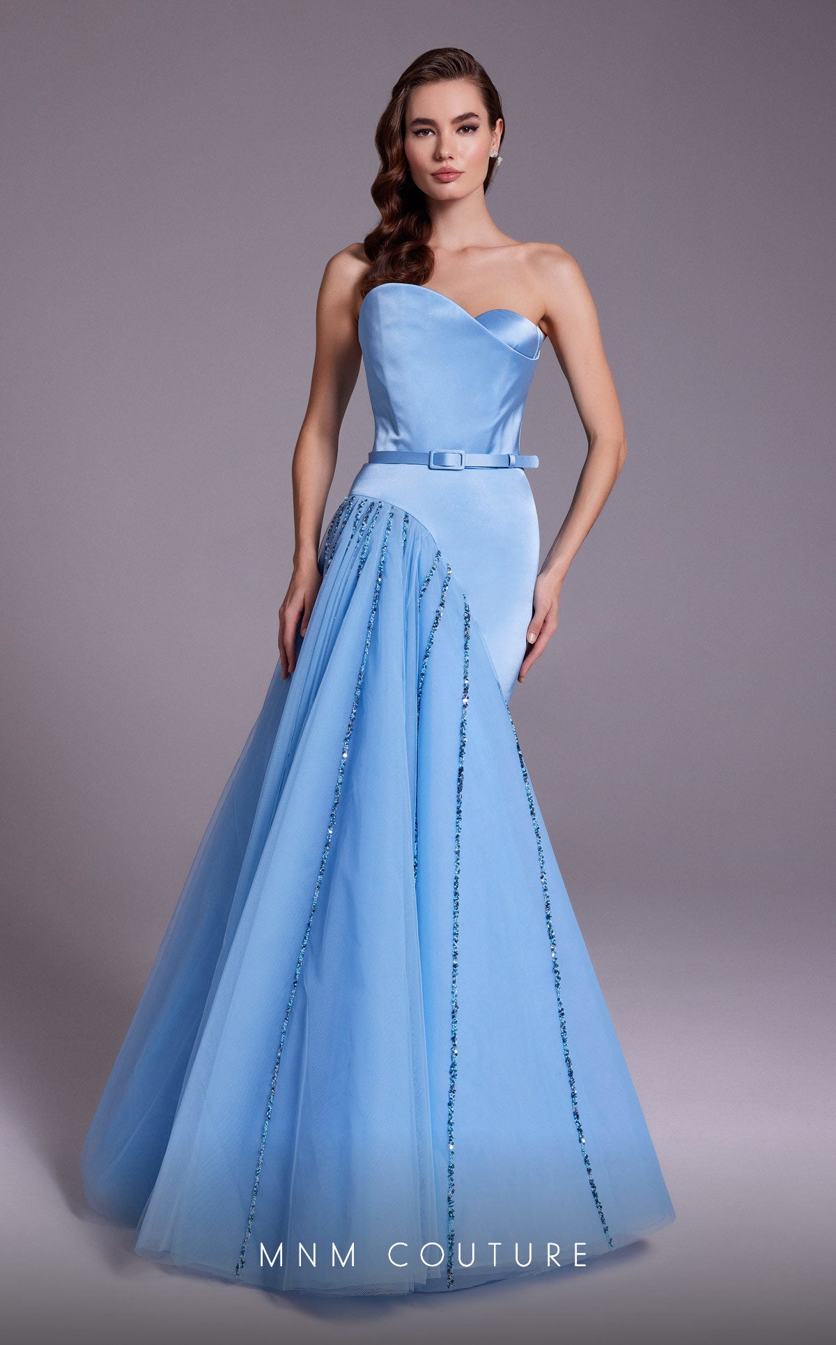 MNM Couture N0536 Beaded Sequin Long Formal Aline Prom Dress