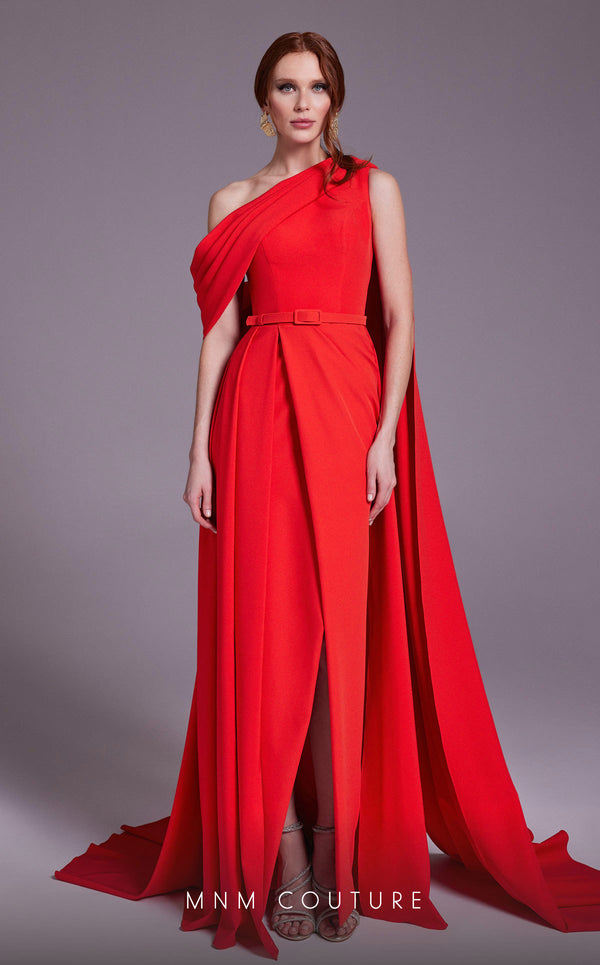MNM Couture N0551 Fitted Overskirt Long Slit Formal Dress