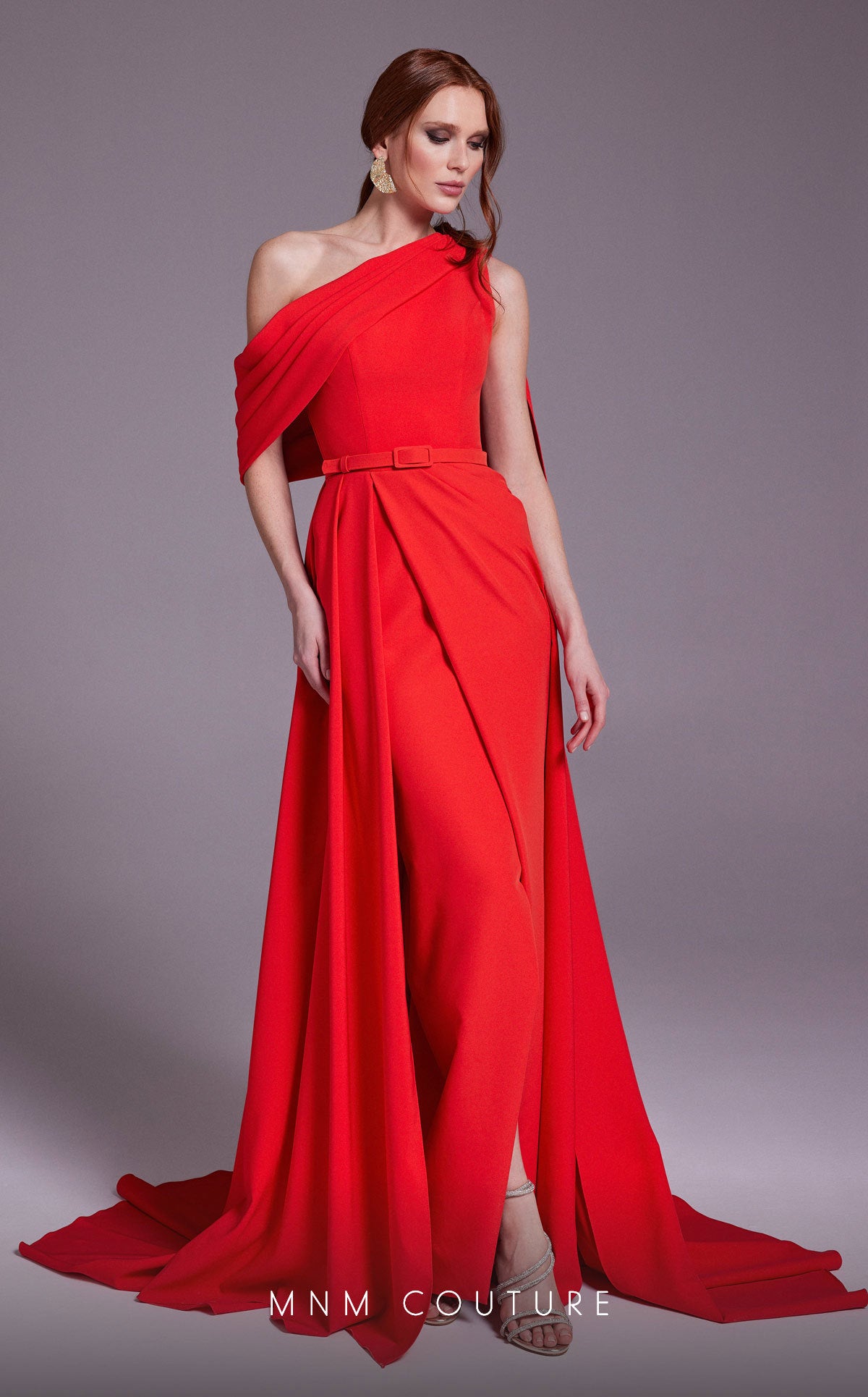 MNM Couture N0551 Fitted Overskirt Long Slit Formal Dress