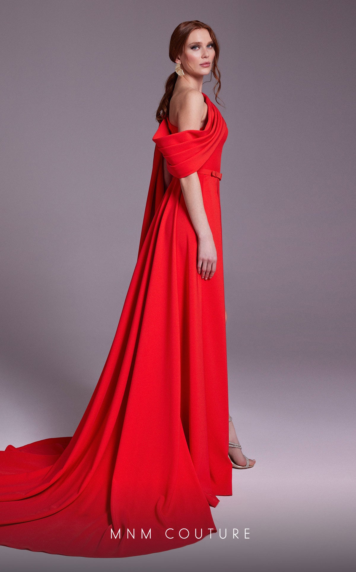 MNM Couture N0551 Fitted Overskirt Long Slit Formal Dress