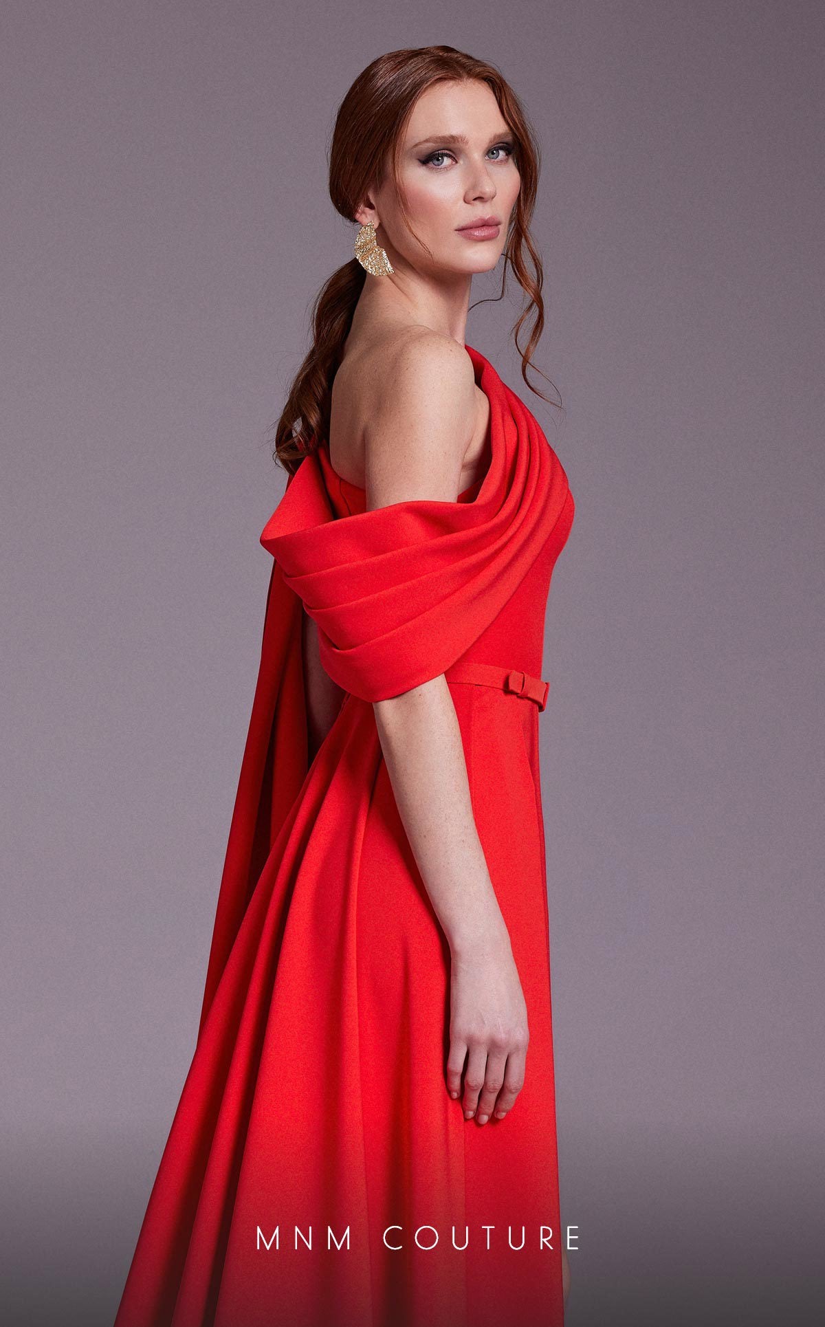 MNM Couture N0551 Fitted Overskirt Long Slit Formal Dress