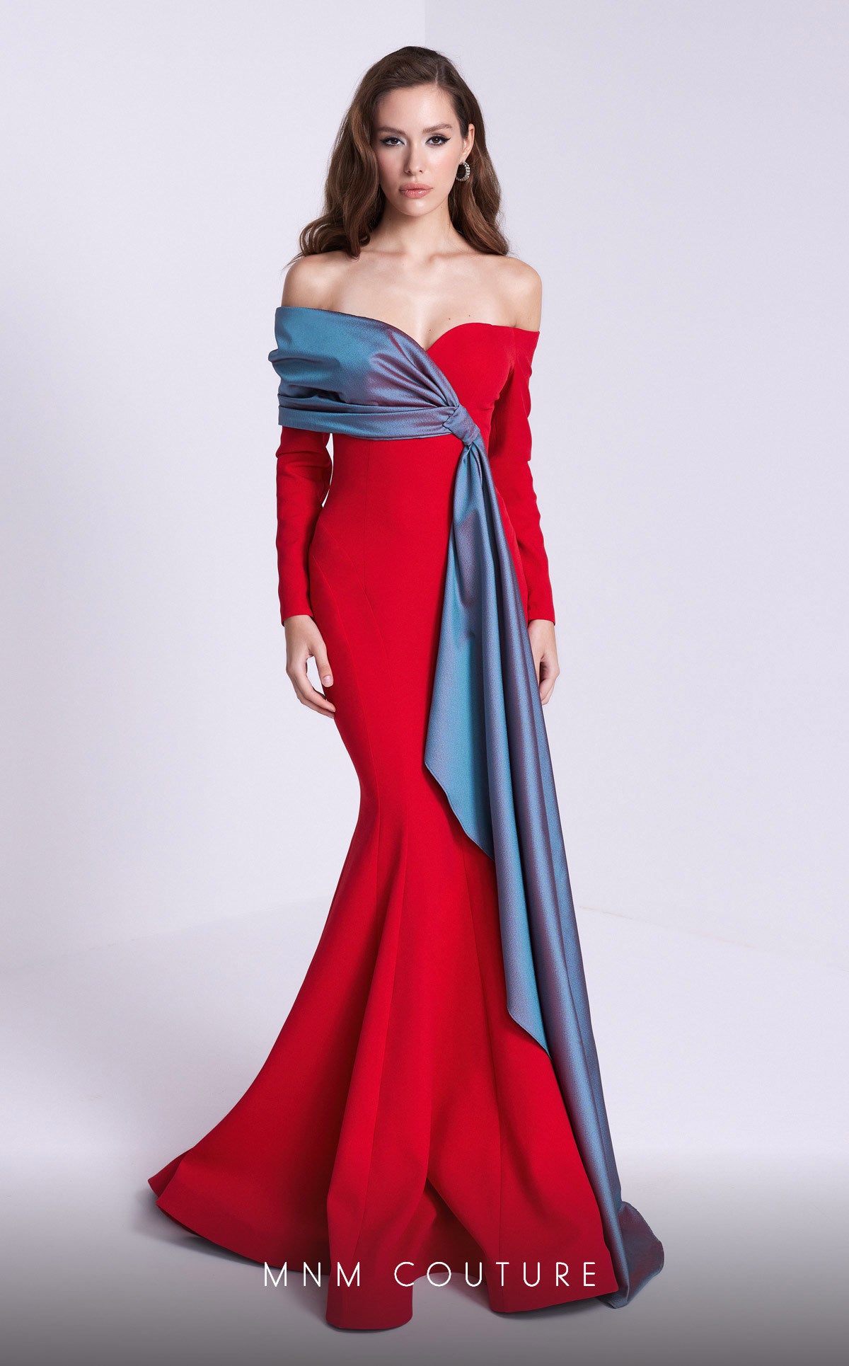 MNM Couture N0561 Long Formal Two Tone Mermaid Evening Dress