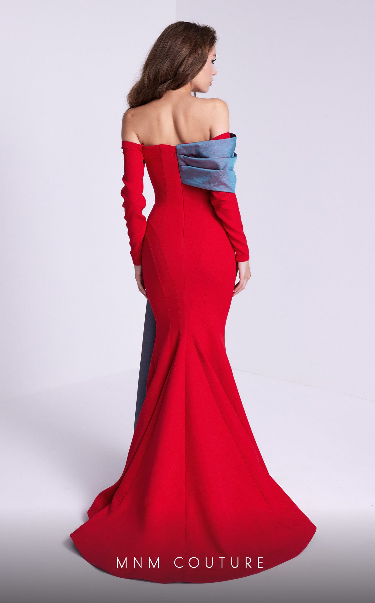 MNM Couture N0561 Long Formal Two Tone Mermaid Evening Dress