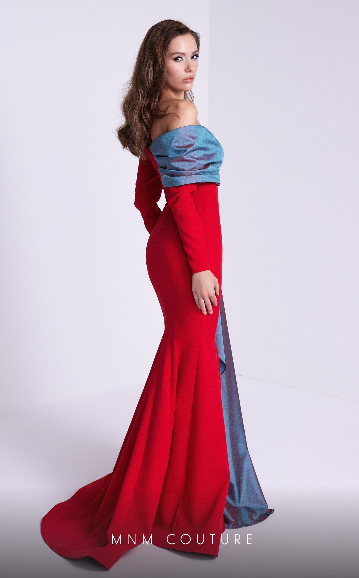 MNM Couture N0561 Long Formal Two Tone Mermaid Evening Dress