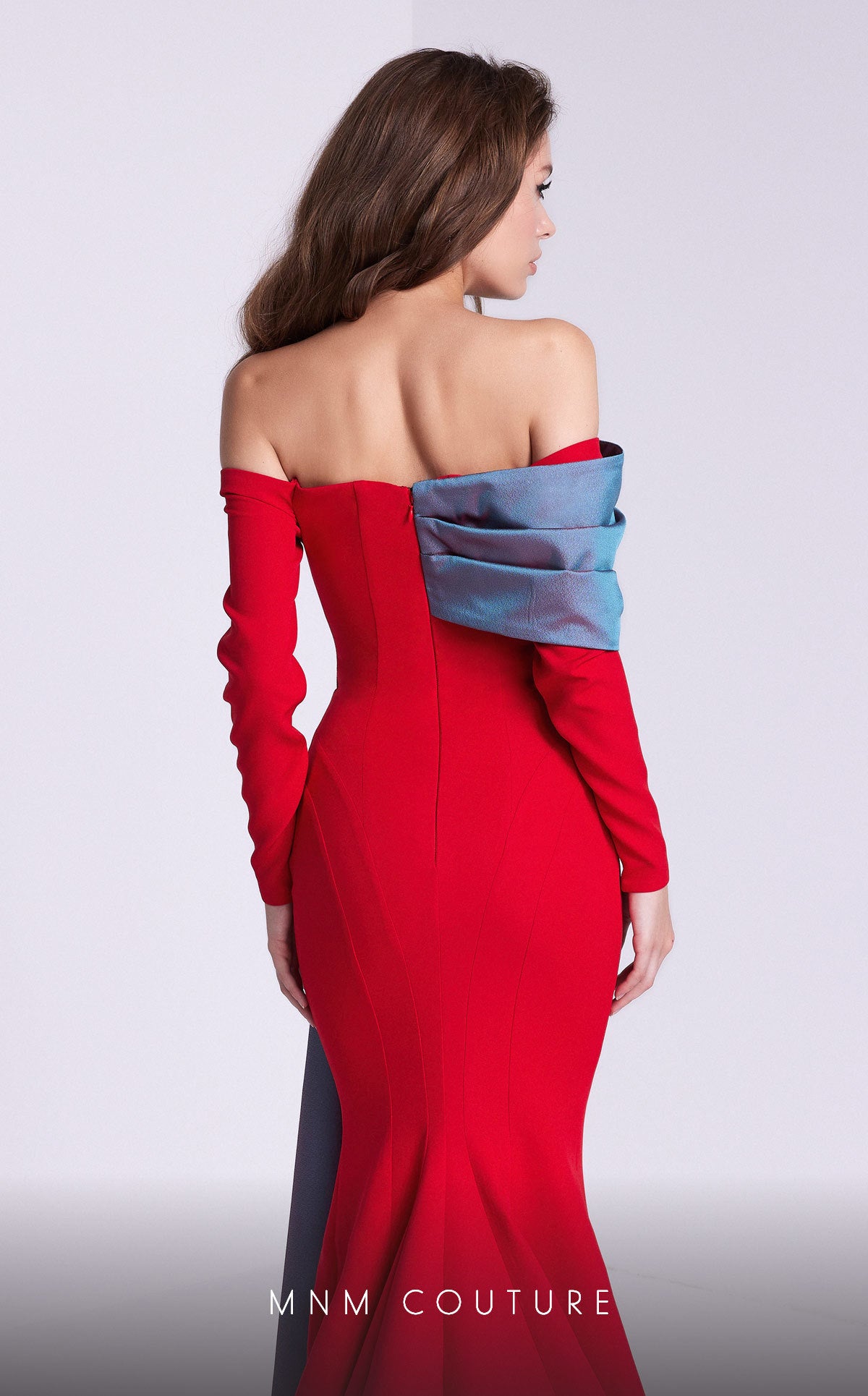 MNM Couture N0561 Long Formal Two Tone Mermaid Evening Dress