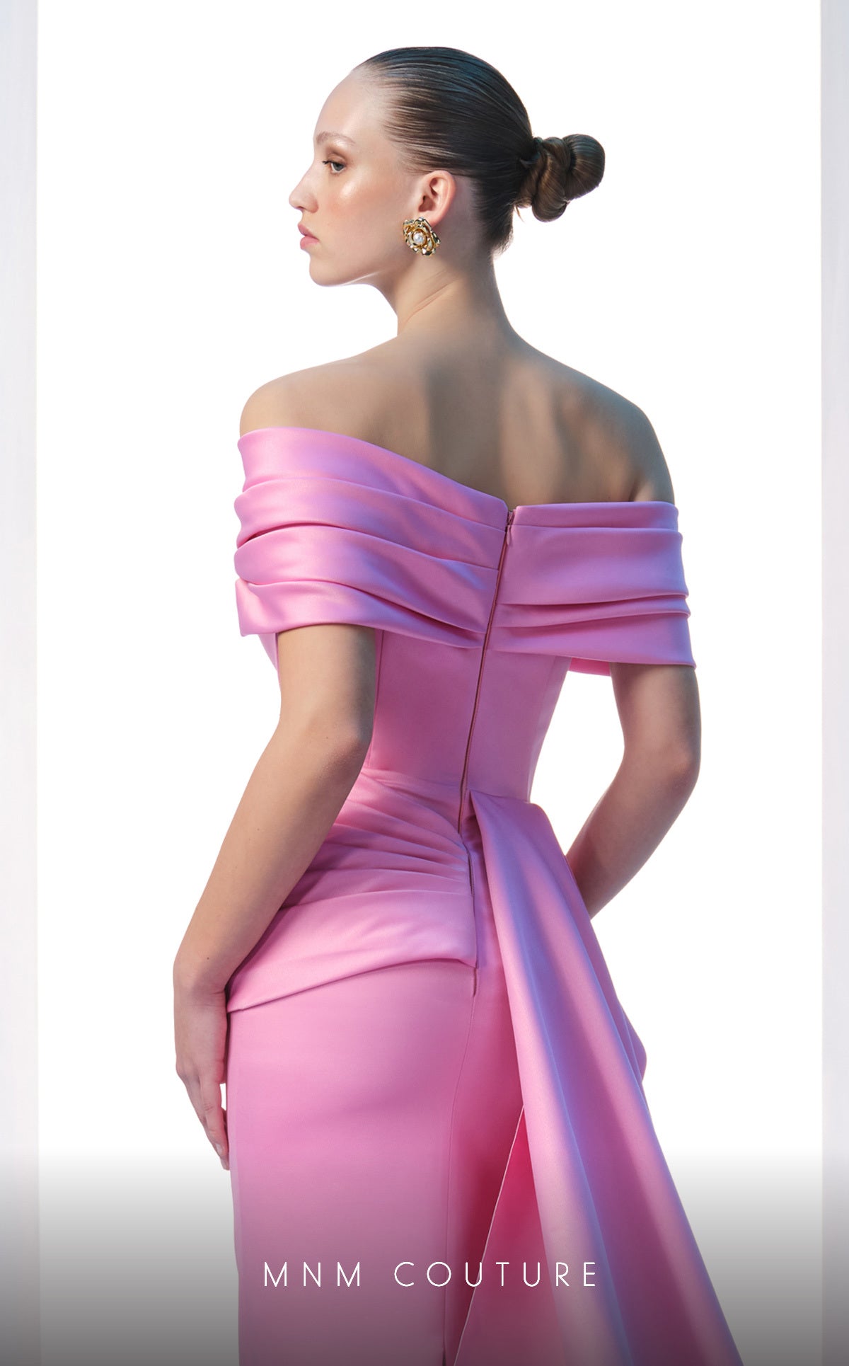 MNM Couture N0607 Pleated Long Formal Peplum Evening Prom Dress