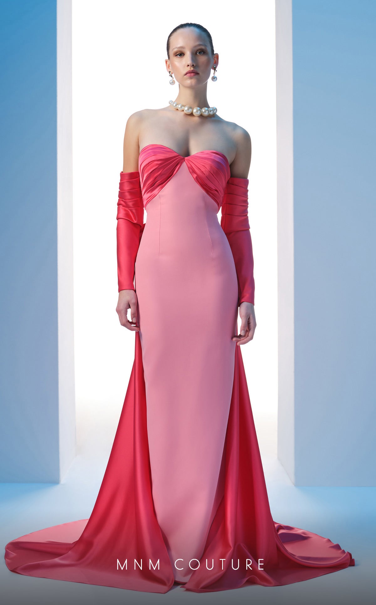 Prom Dresses Pleated Fitted Formal Long Prom Dress Coral