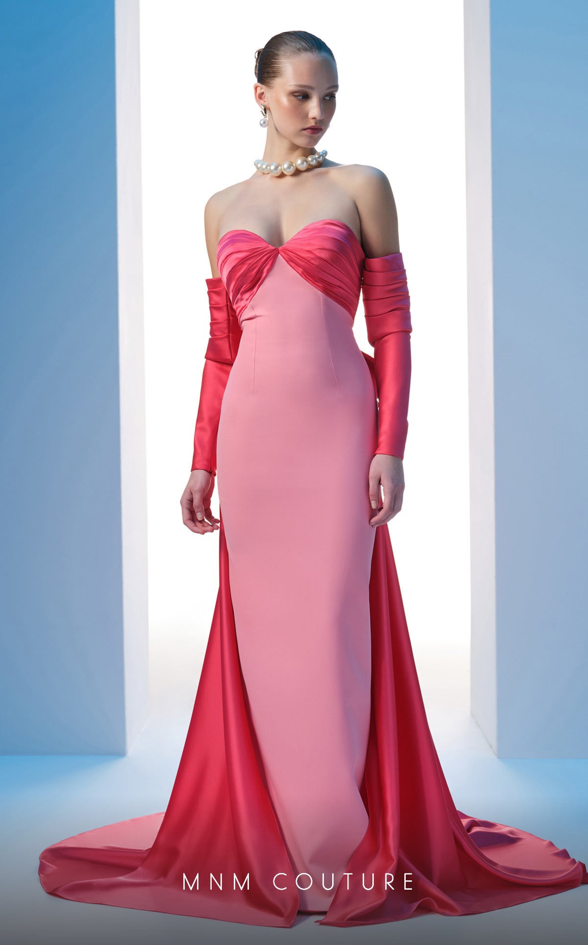 Prom Dresses Pleated Fitted Formal Long Prom Dress Coral