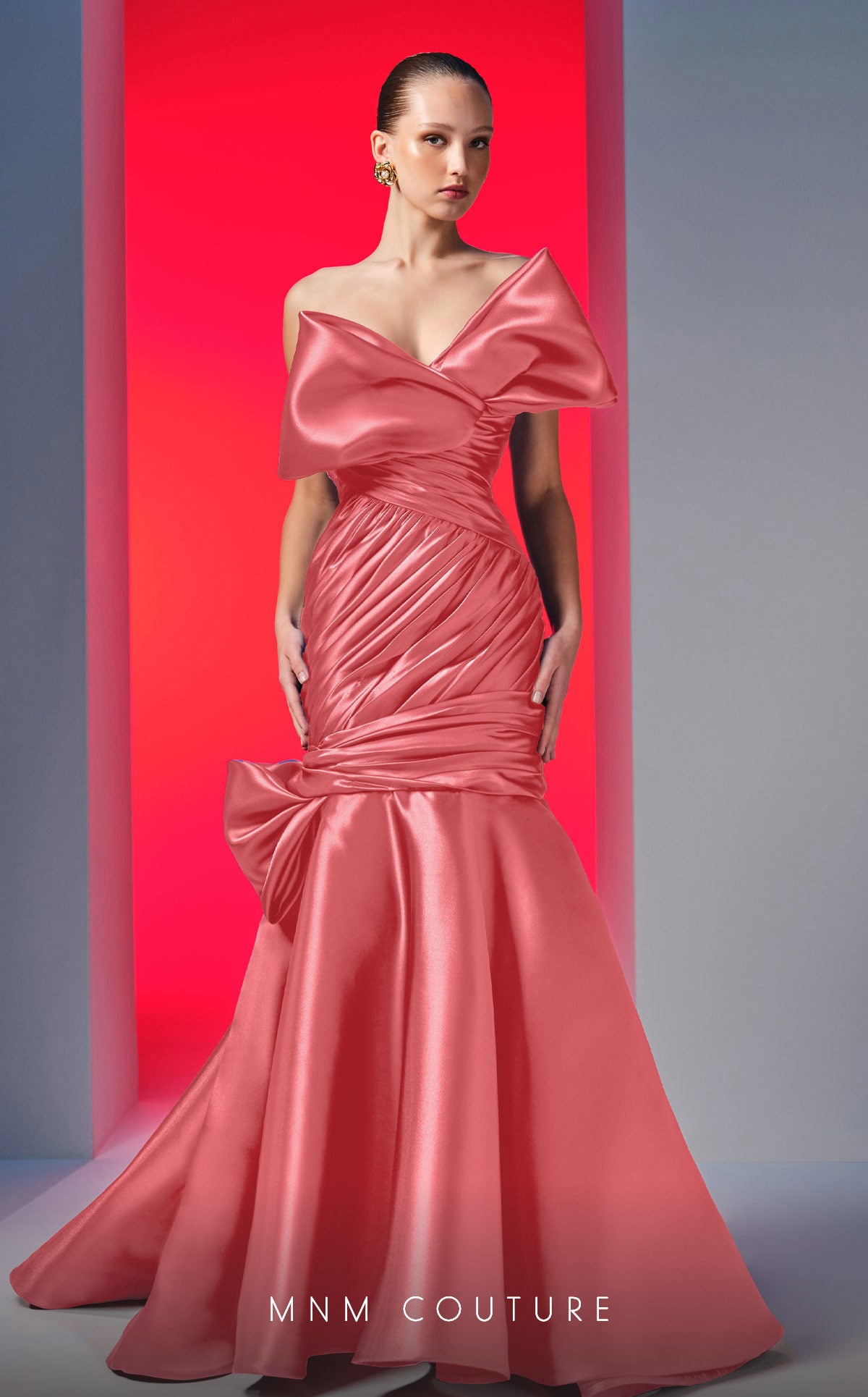 MNM Couture N0611 Long Pleated Mermaid Formal Prom Dress