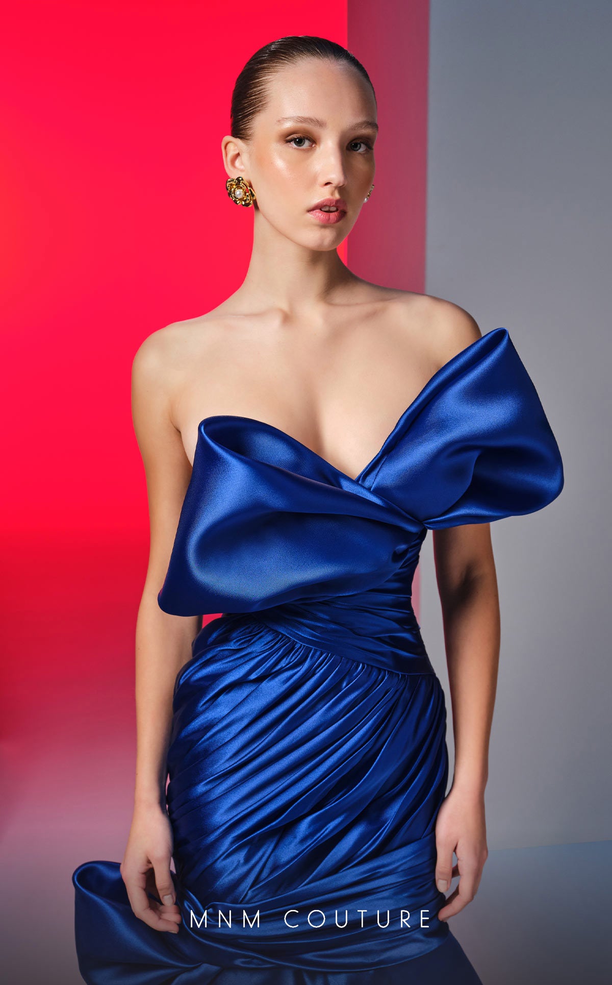 MNM Couture N0611 Long Pleated Mermaid Formal Prom Dress