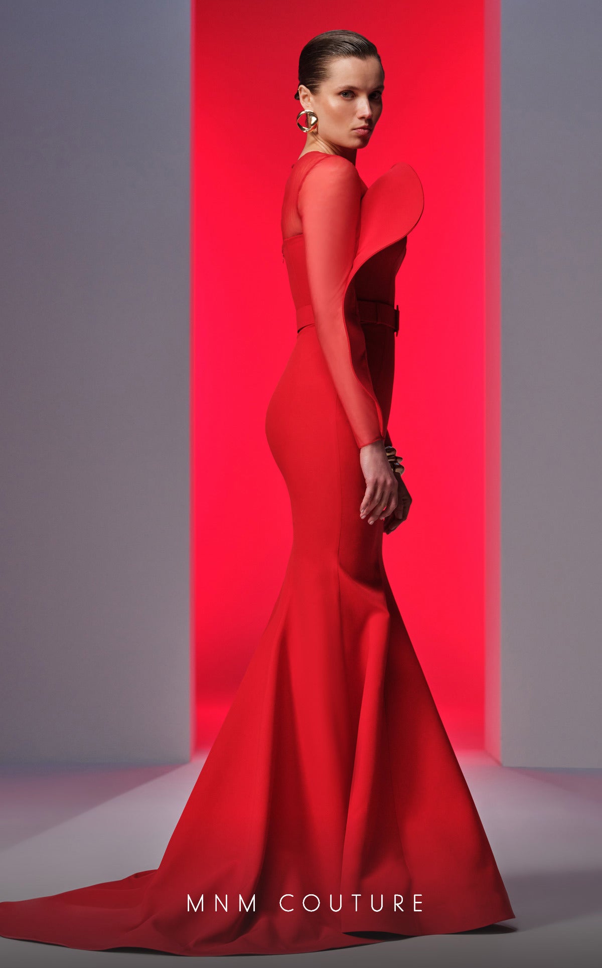MNM Couture N0613 Long Sleeve Formal Mermaid Evening Dress