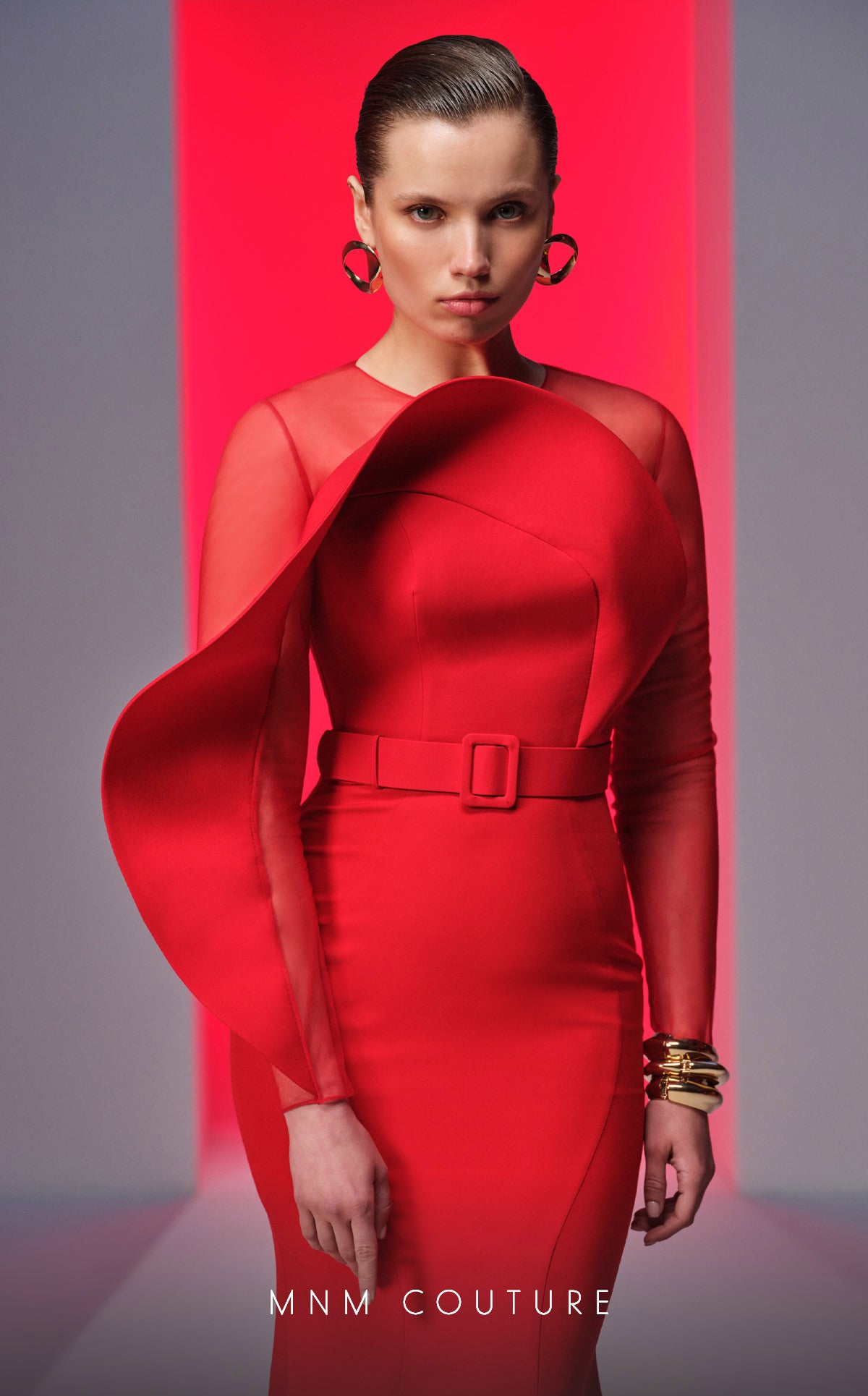MNM Couture N0613 Long Sleeve Formal Mermaid Evening Dress