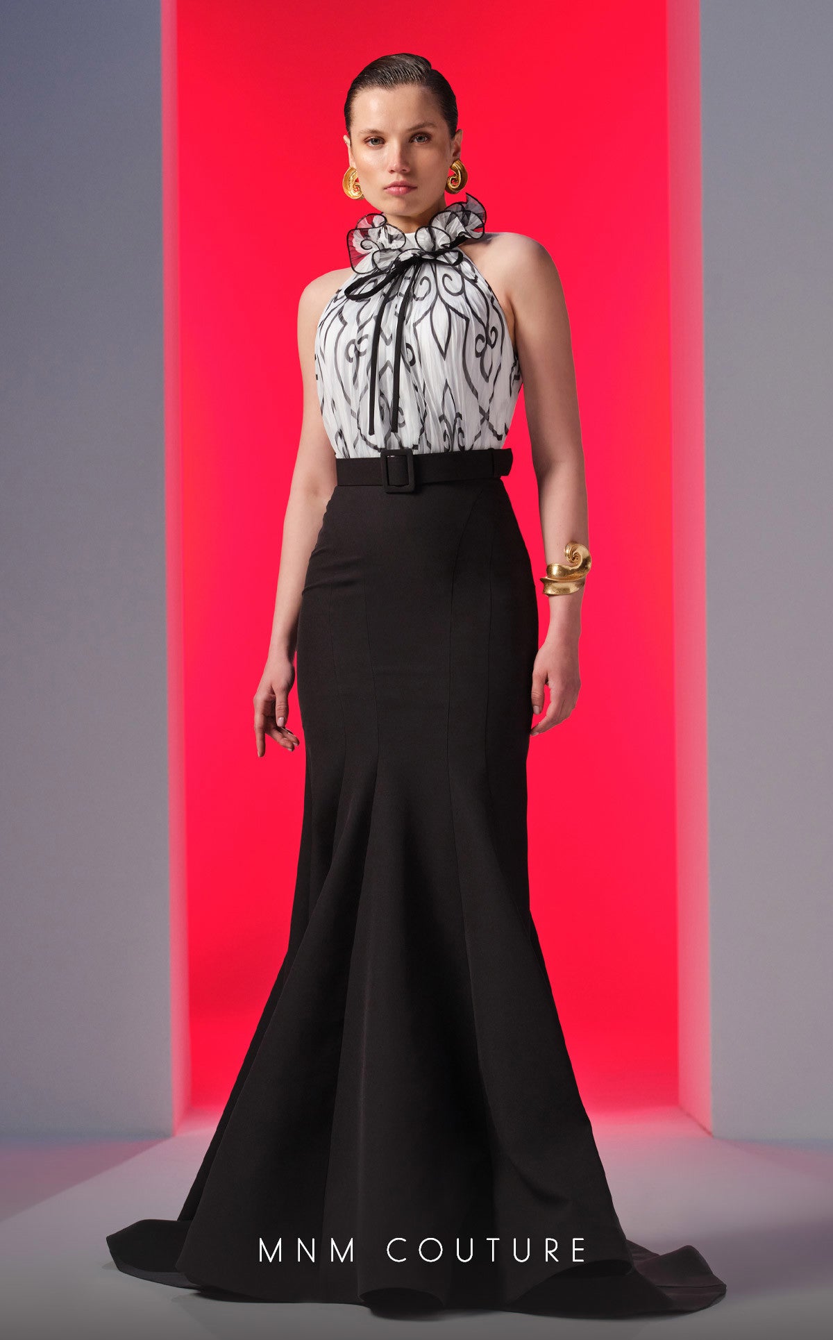 Formal Dresses Formal Long Mermaid Fit Evening Dress Black/White