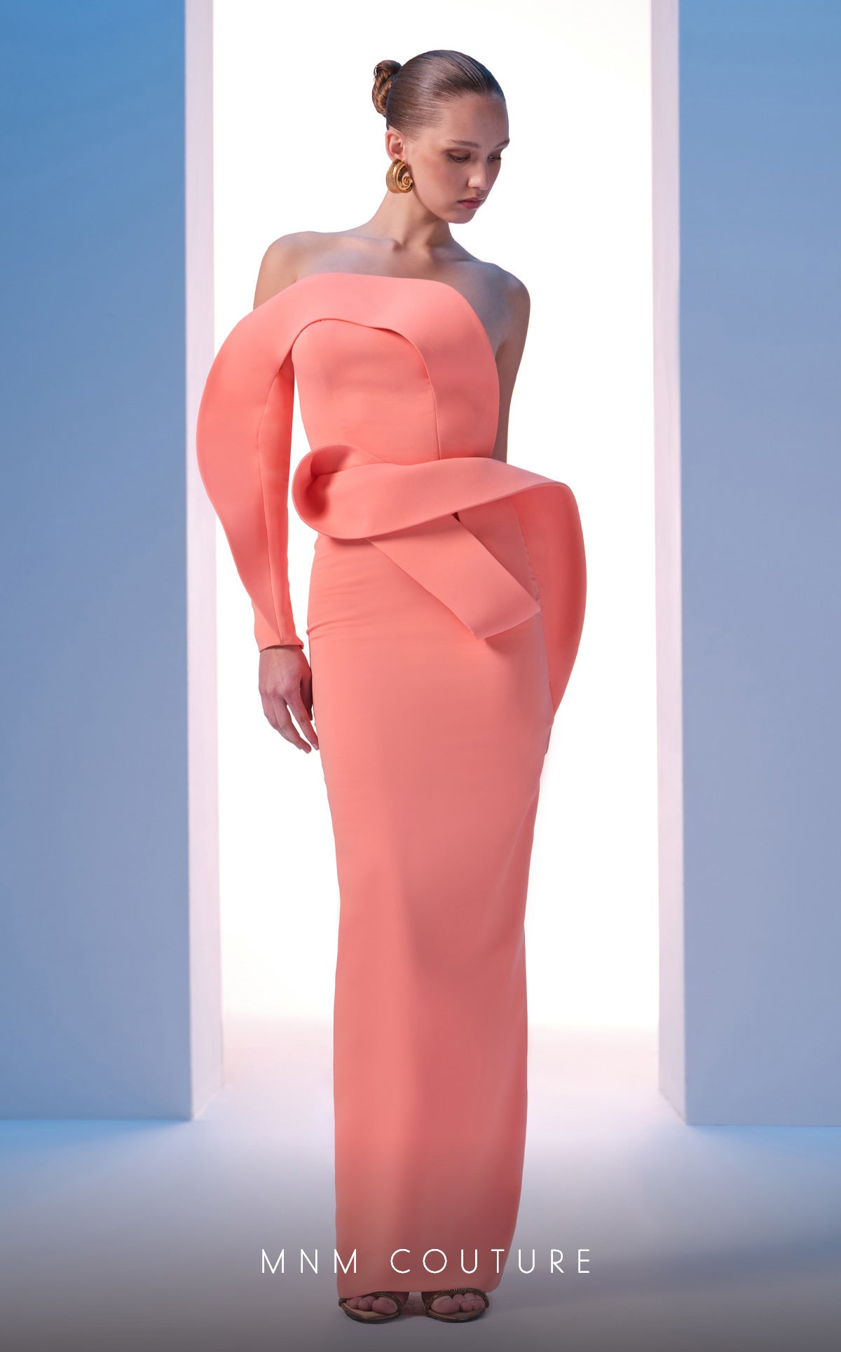 Strapless Straight Neck Floor-Length Crepe Formal Sheath/Colu MNM Couture N0618