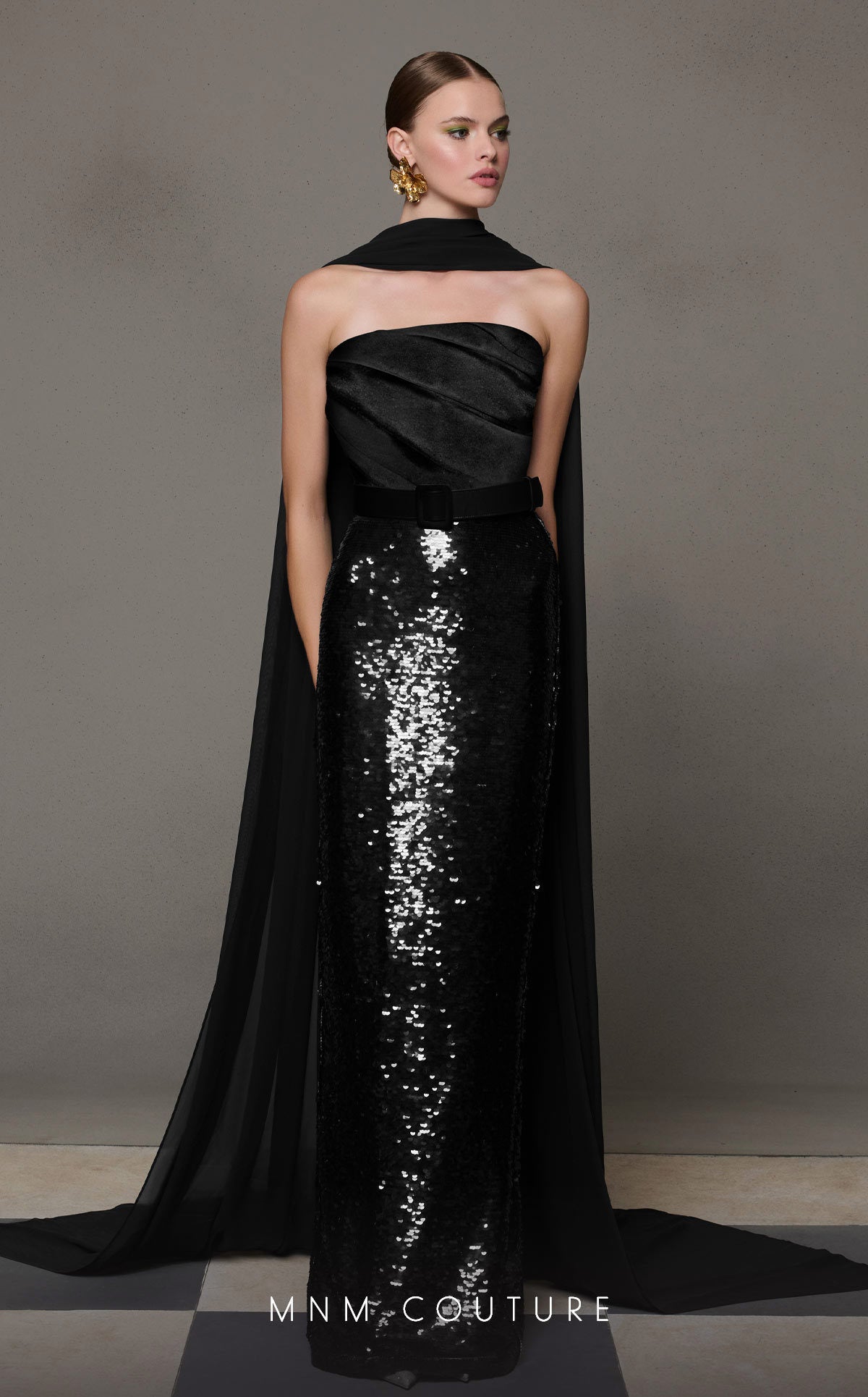 MNM Couture N0629A Prom Pleated Sequin Long Formal Dress