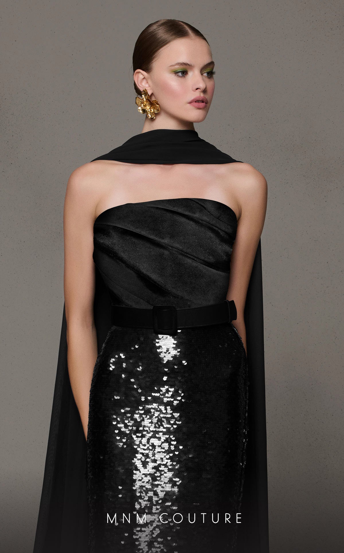 MNM Couture N0629A Prom Pleated Sequin Long Formal Dress