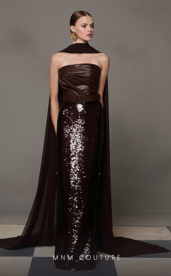 MNM Couture N0629 Long Fitted Sequin Formal Prom Dress