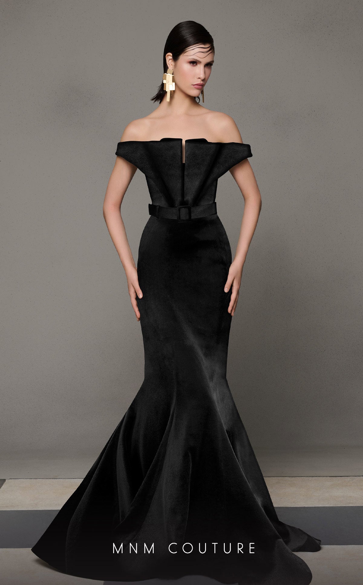 Formal Dresses Mermaid Long Formal Velvet Prom Dress Black