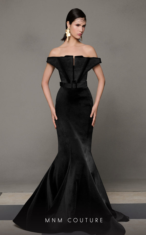 MNM Couture N0630A Mermaid Long Formal Velvet Prom Dress
