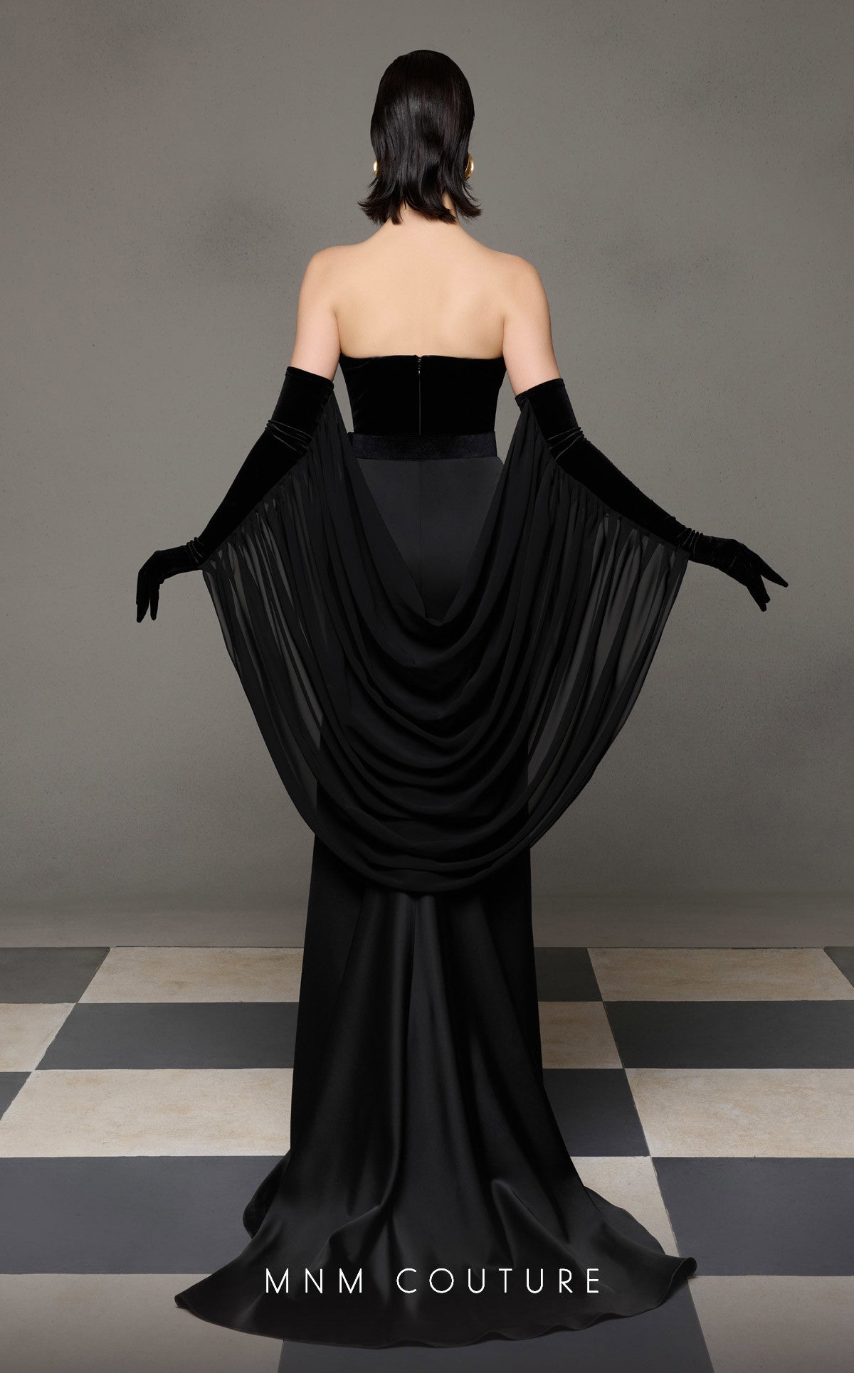 Prom Dresses Long Pleated Formal Prom Dress MNM Couture N0634 Black