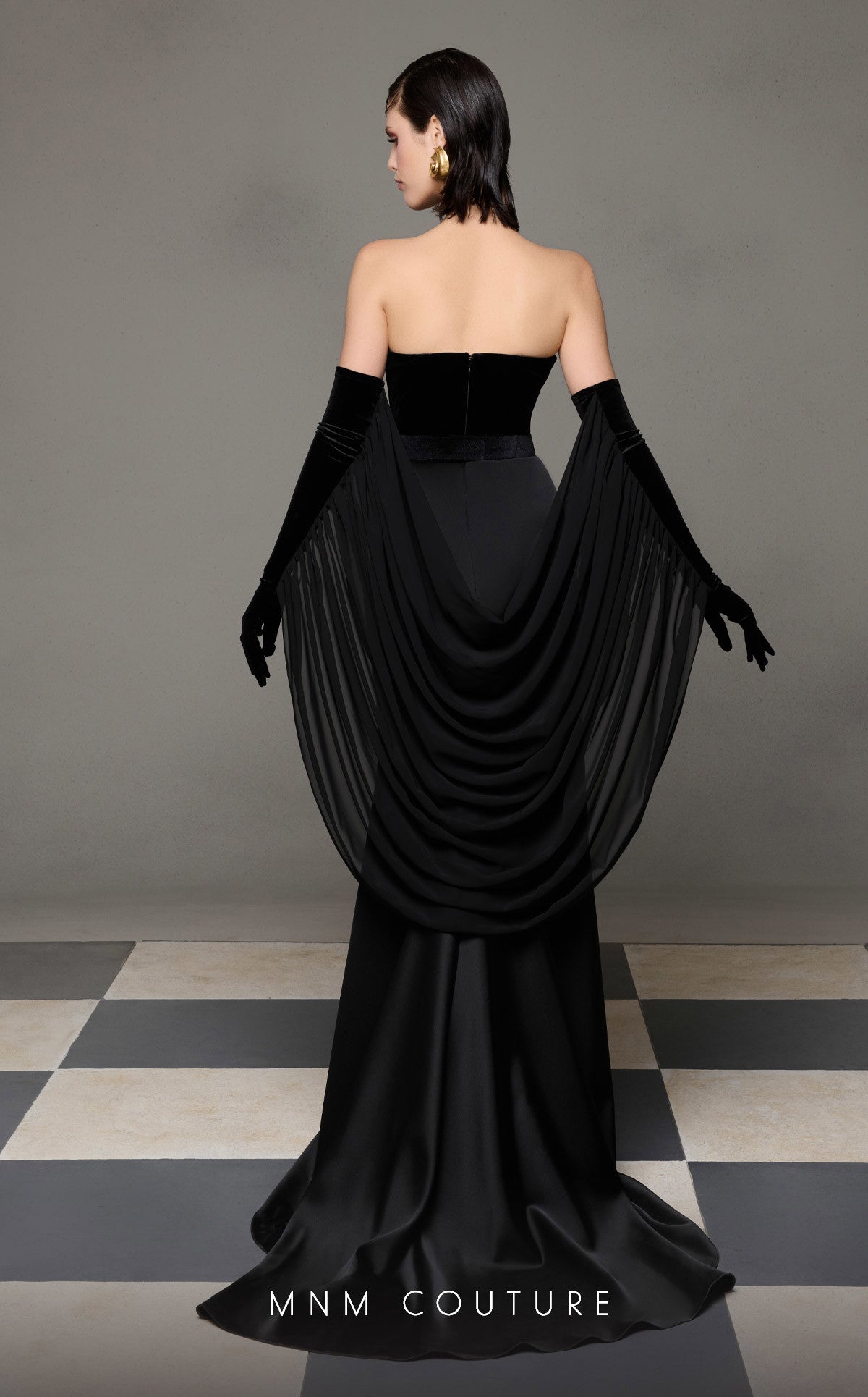Prom Dresses Long Pleated Formal Prom Dress MNM Couture N0634 Black