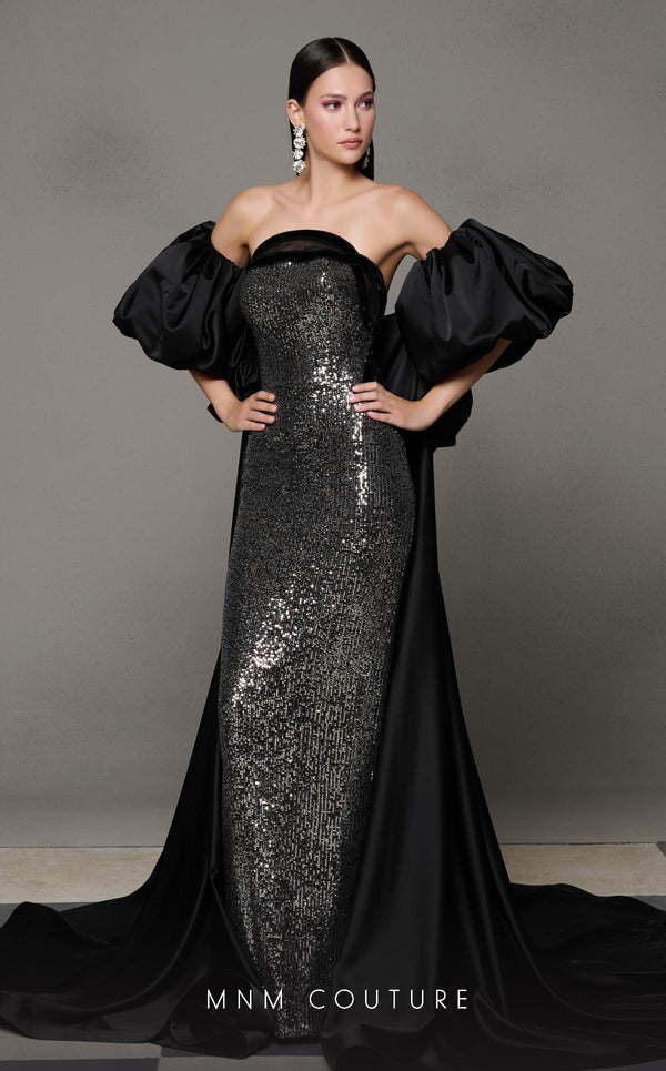 MNM Couture N0635 Fitted Sequin Formal Long Prom Dress