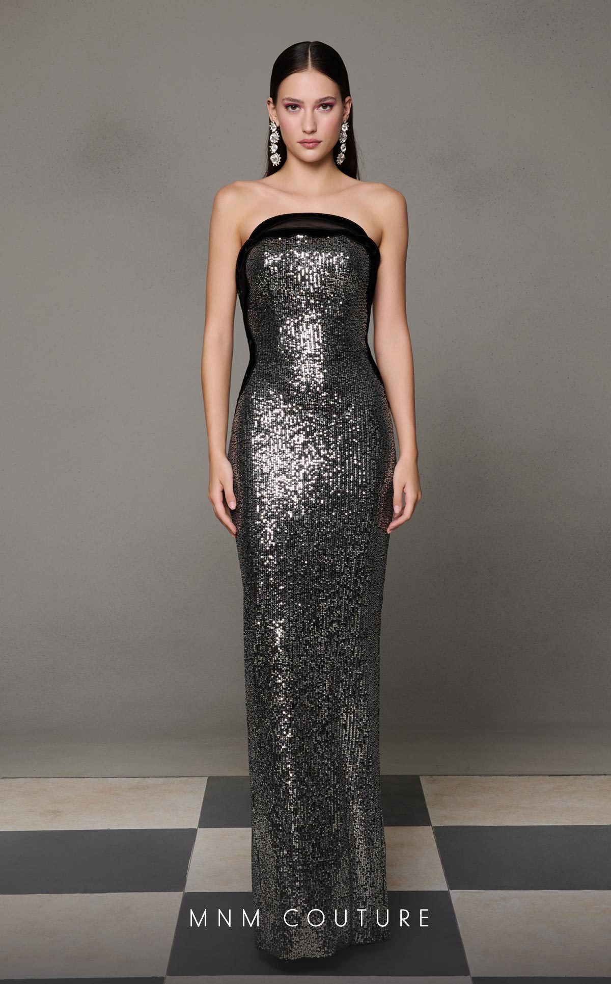 Prom Dresses Fitted Sequin Formal Long Prom Dress Silver