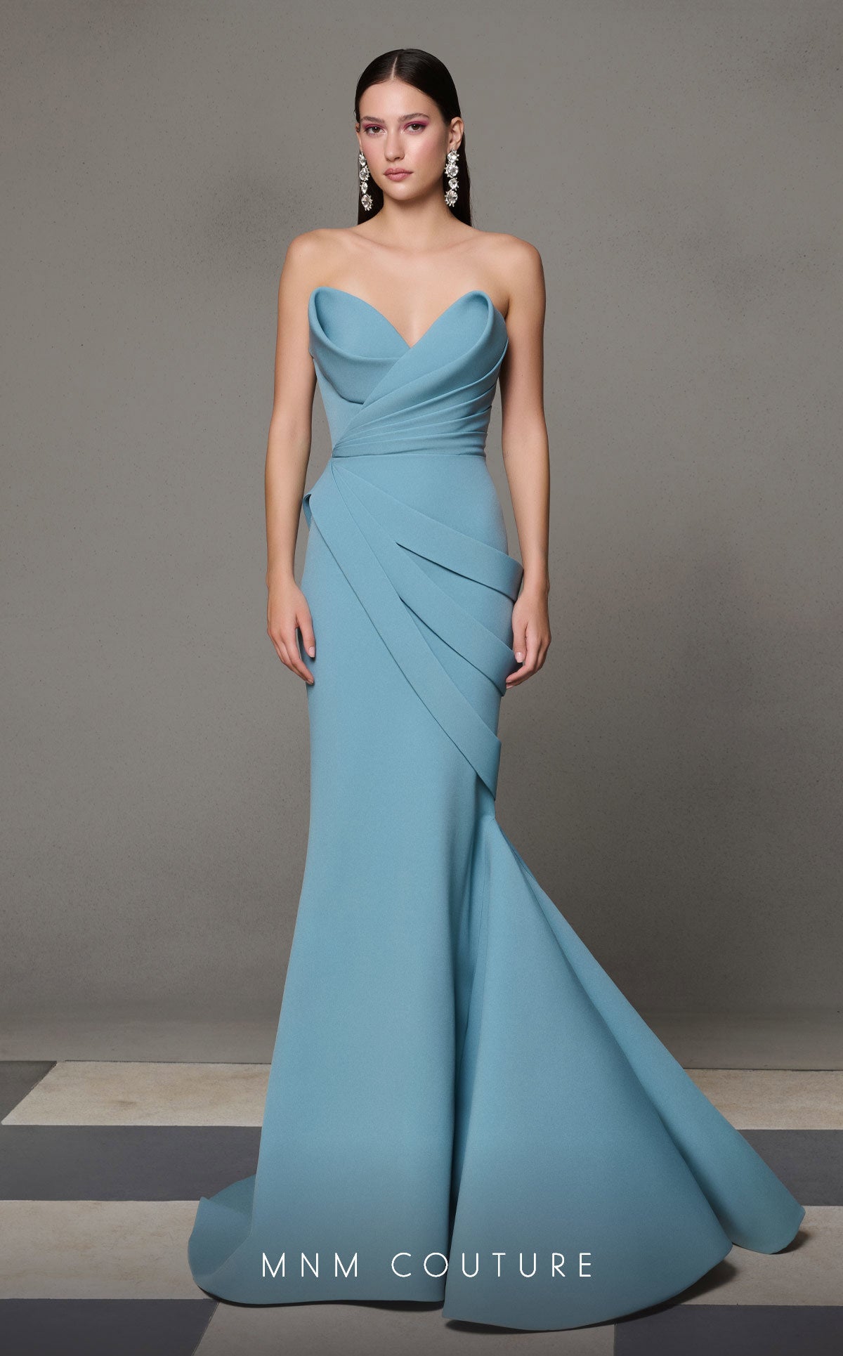 MNM Couture N0637 Prom Pleated Long Mermaid Formal Dress