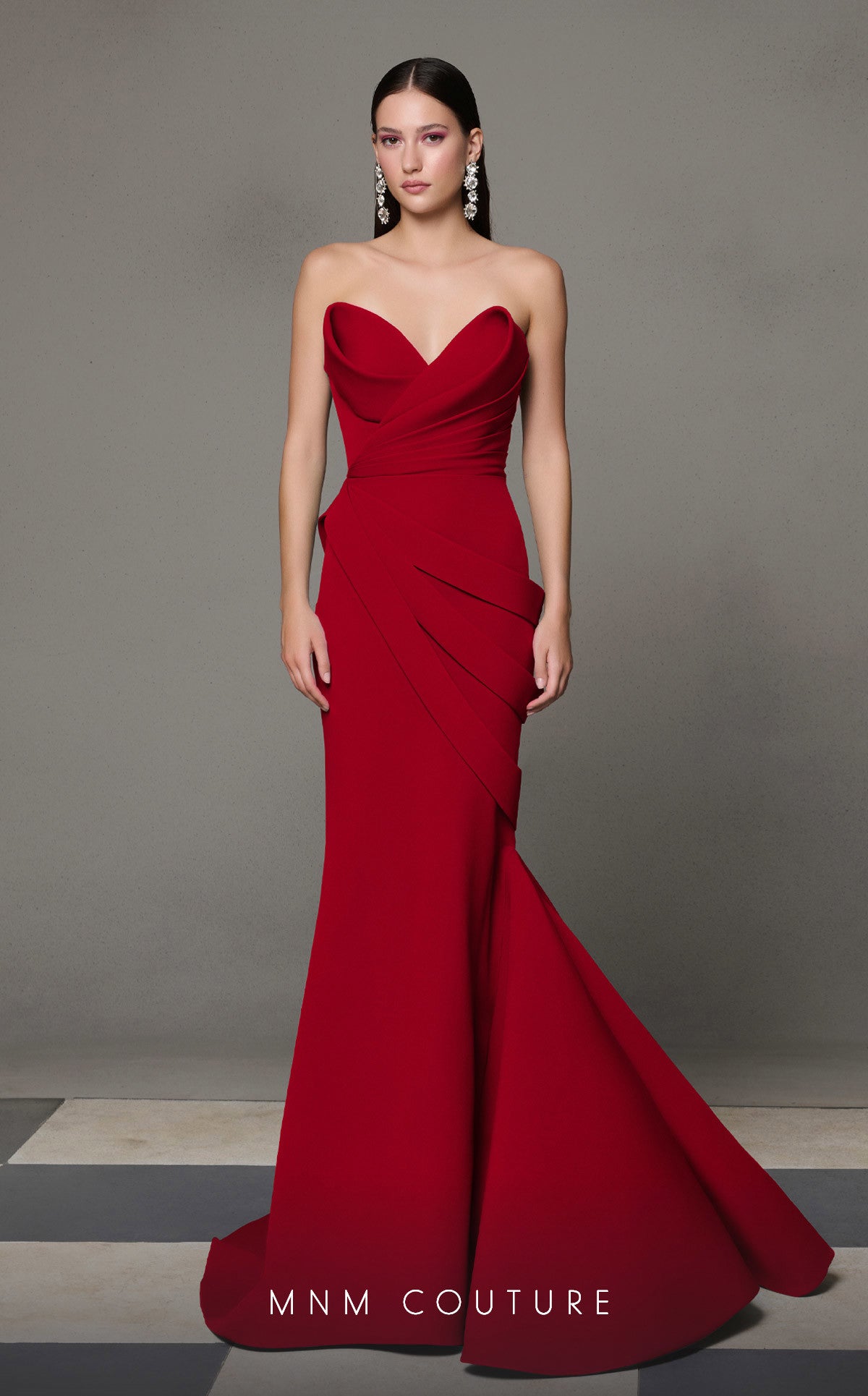 Formal Dresses Prom Pleated Long Mermaid Formal Dress Red