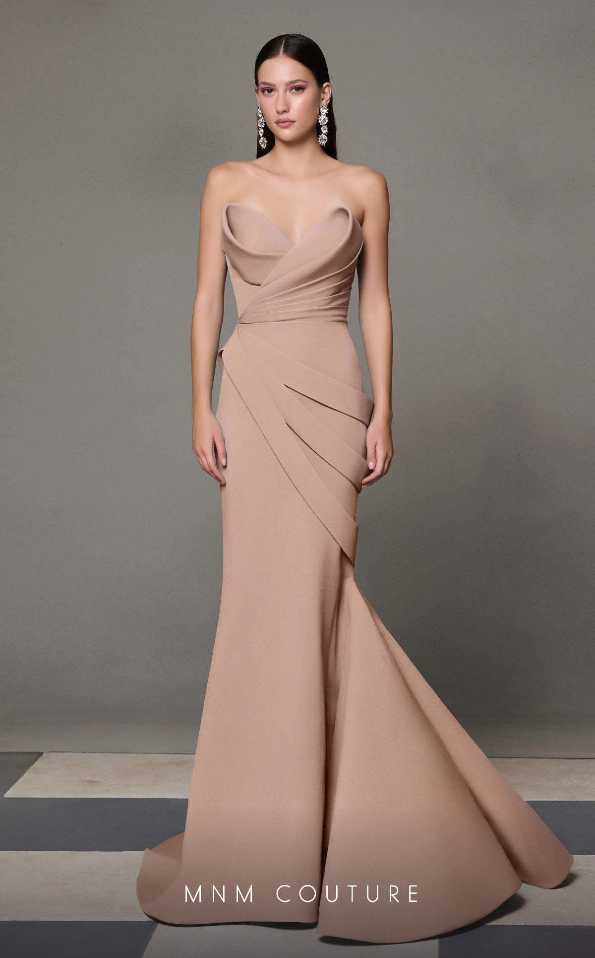 MNM Couture N0637 Prom Pleated Long Mermaid Formal Dress