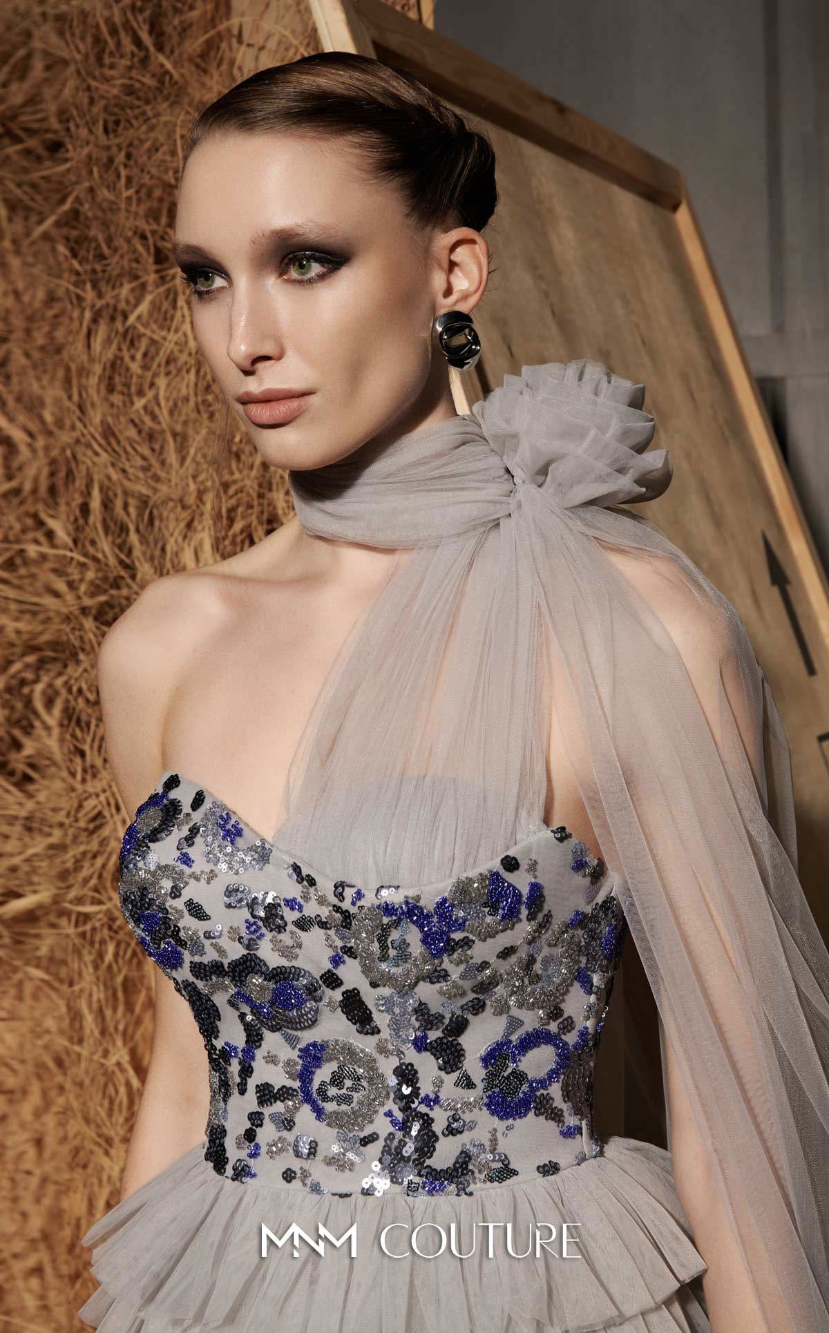 Prom Dresses High Low Formal Prom Sequin Dress MNM Couture N0641 Silver