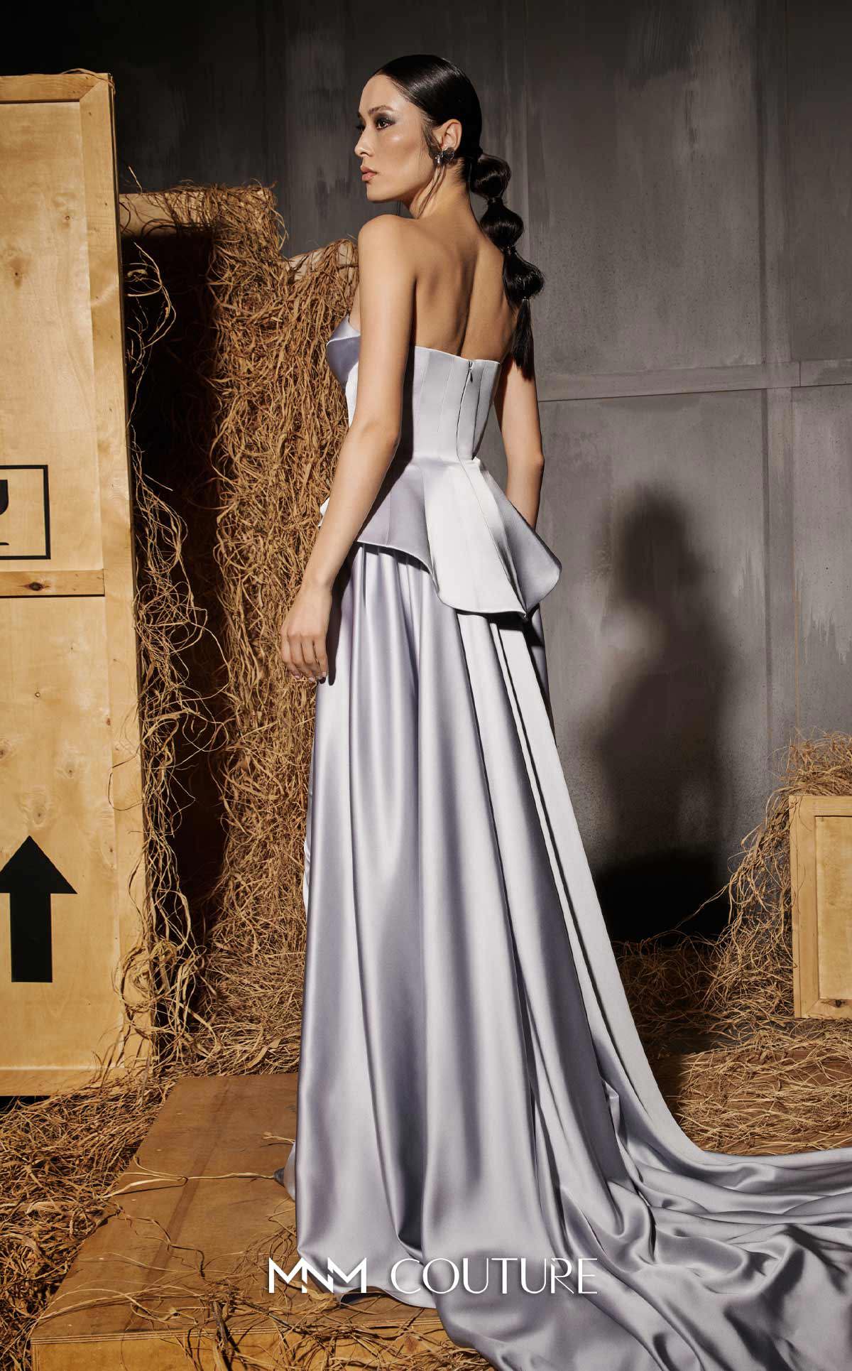 Formal Dresses Long Formal Prom Corset Floral Sequin Dress MNM Couture N0648 Black/Silver