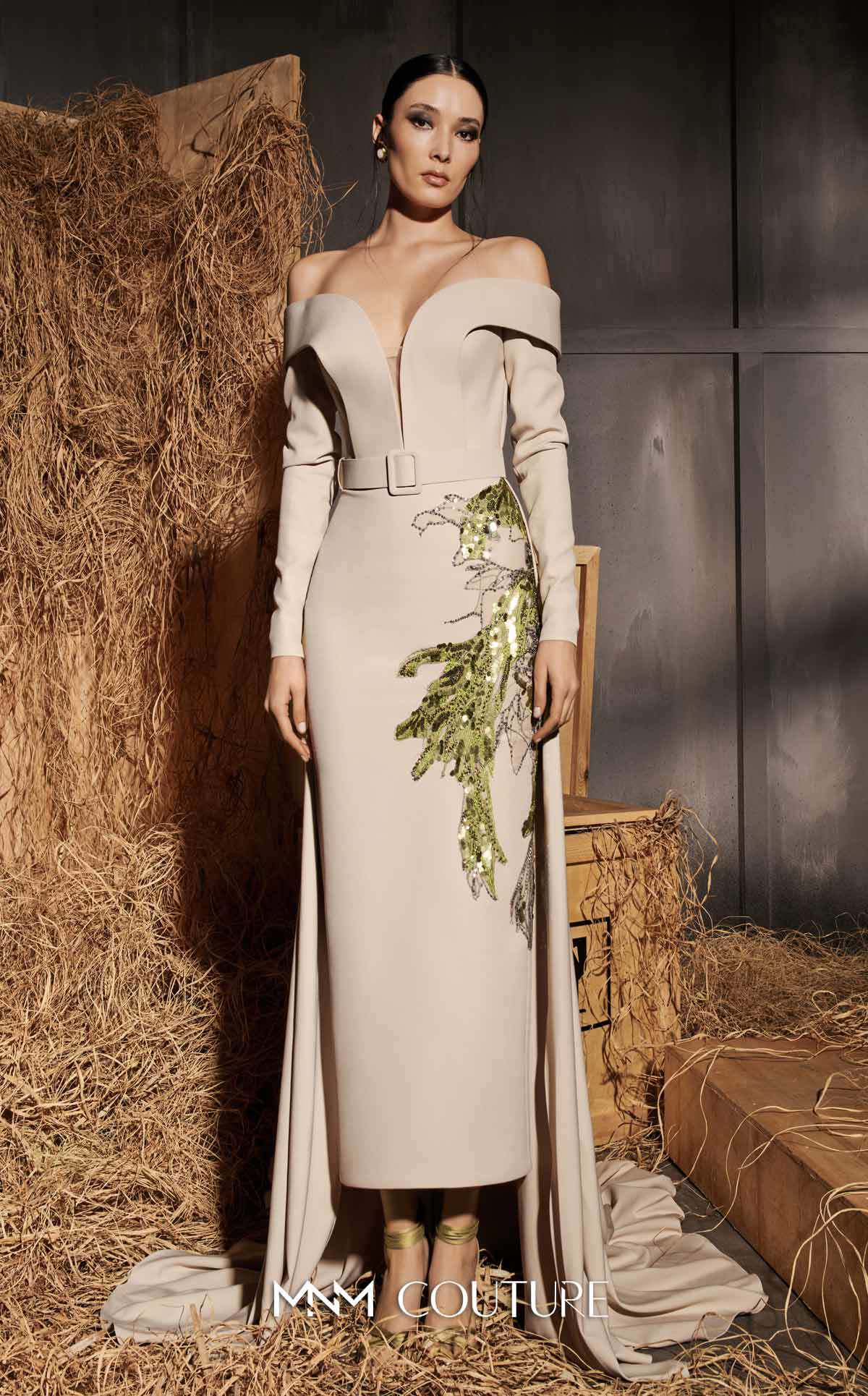 Formal Dresses Formal Long Fitted Evening Dress Beige