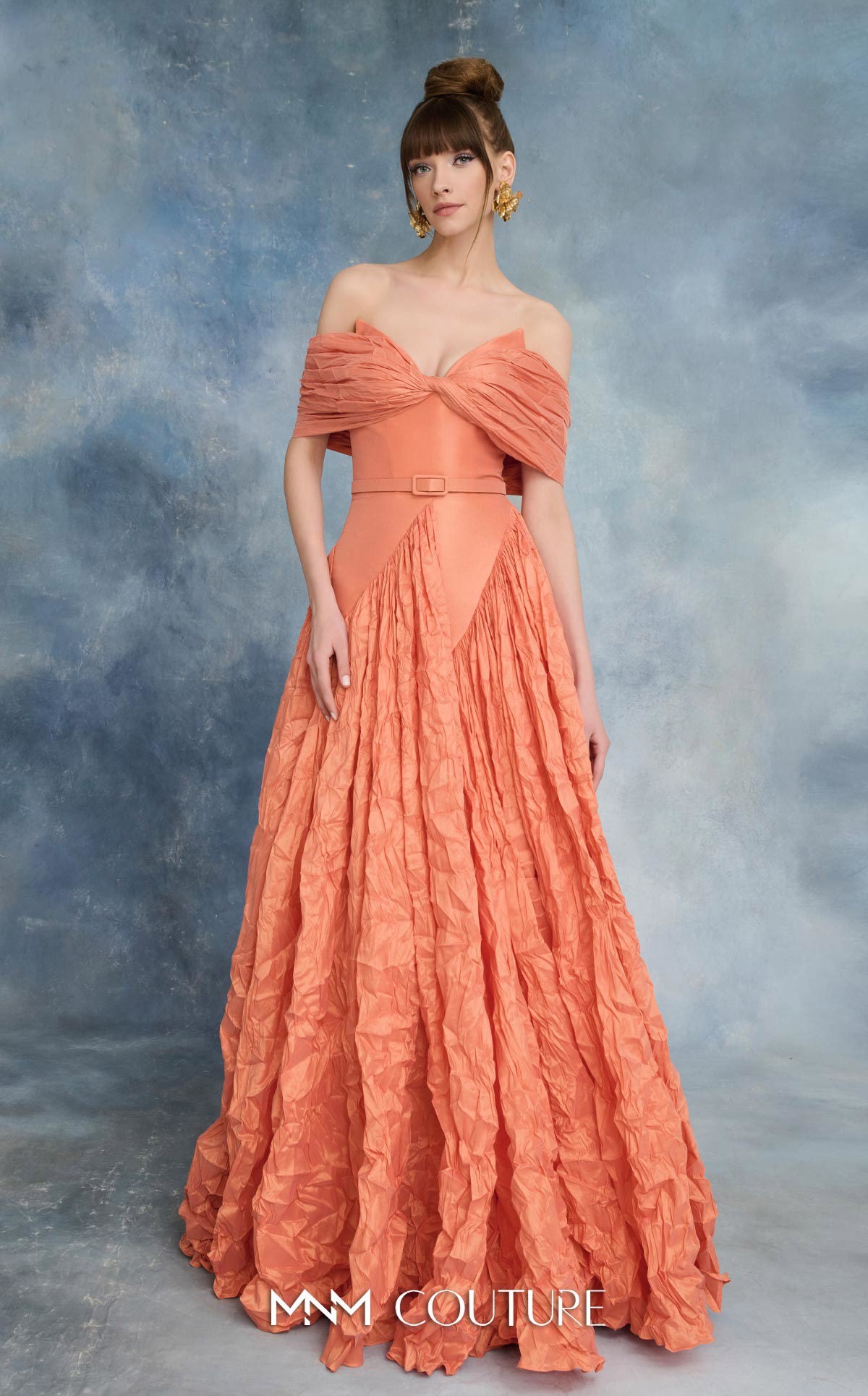 Off-the-Shoulder Floor-Length Satin Occasion Ball Gown MNM Couture N0722