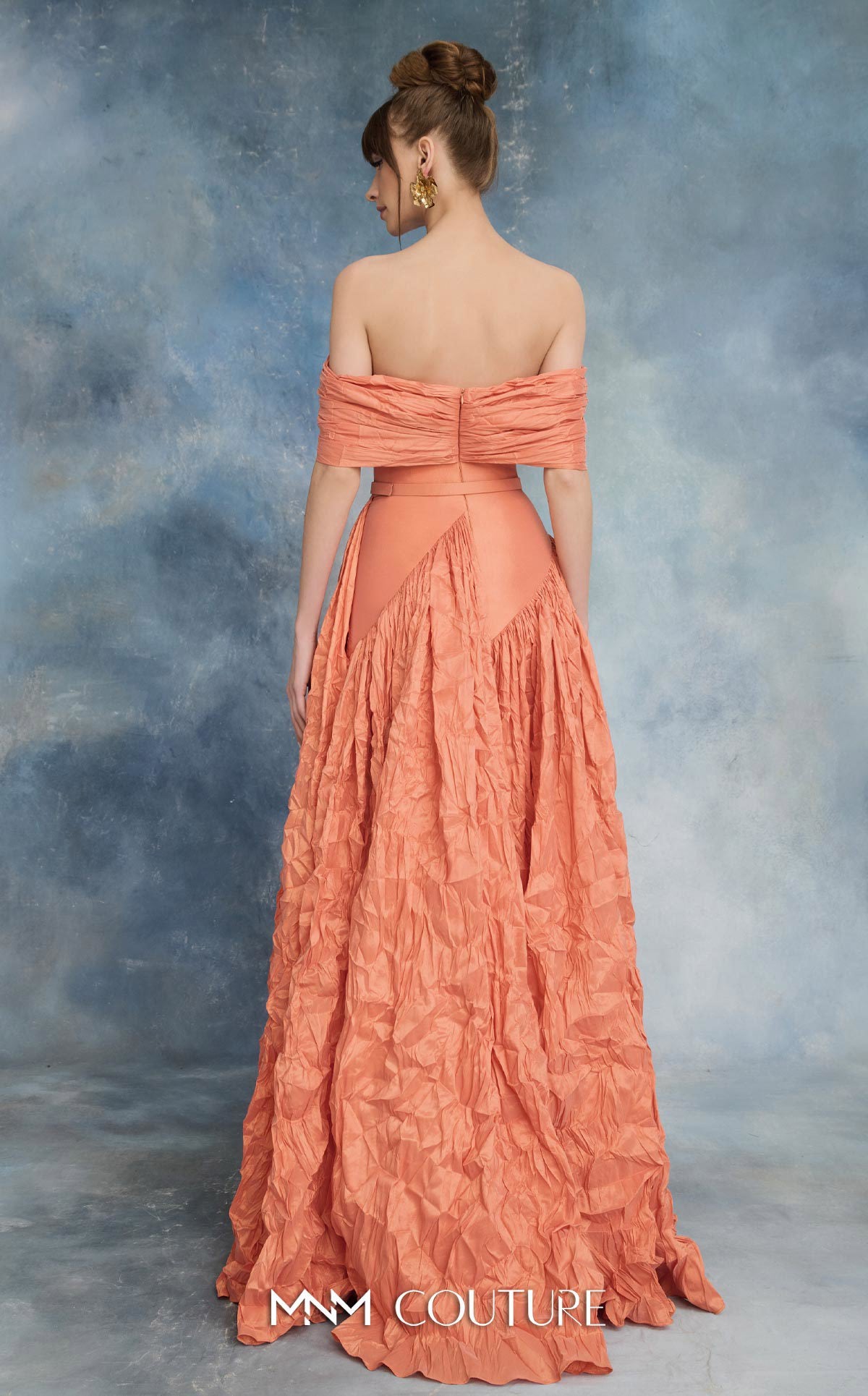 Off-the-Shoulder Floor-Length Satin Occasion Ball Gown MNM Couture N0722