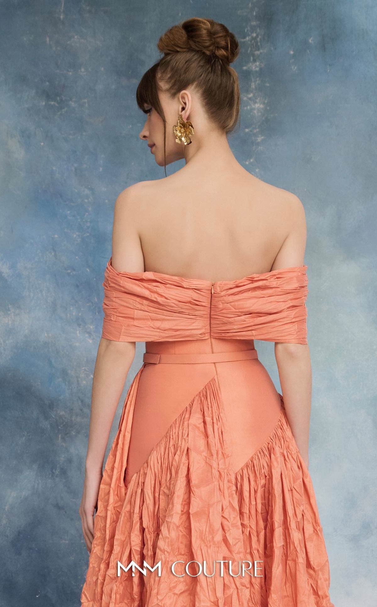 Off-the-Shoulder Floor-Length Satin Occasion Ball Gown MNM Couture N0722