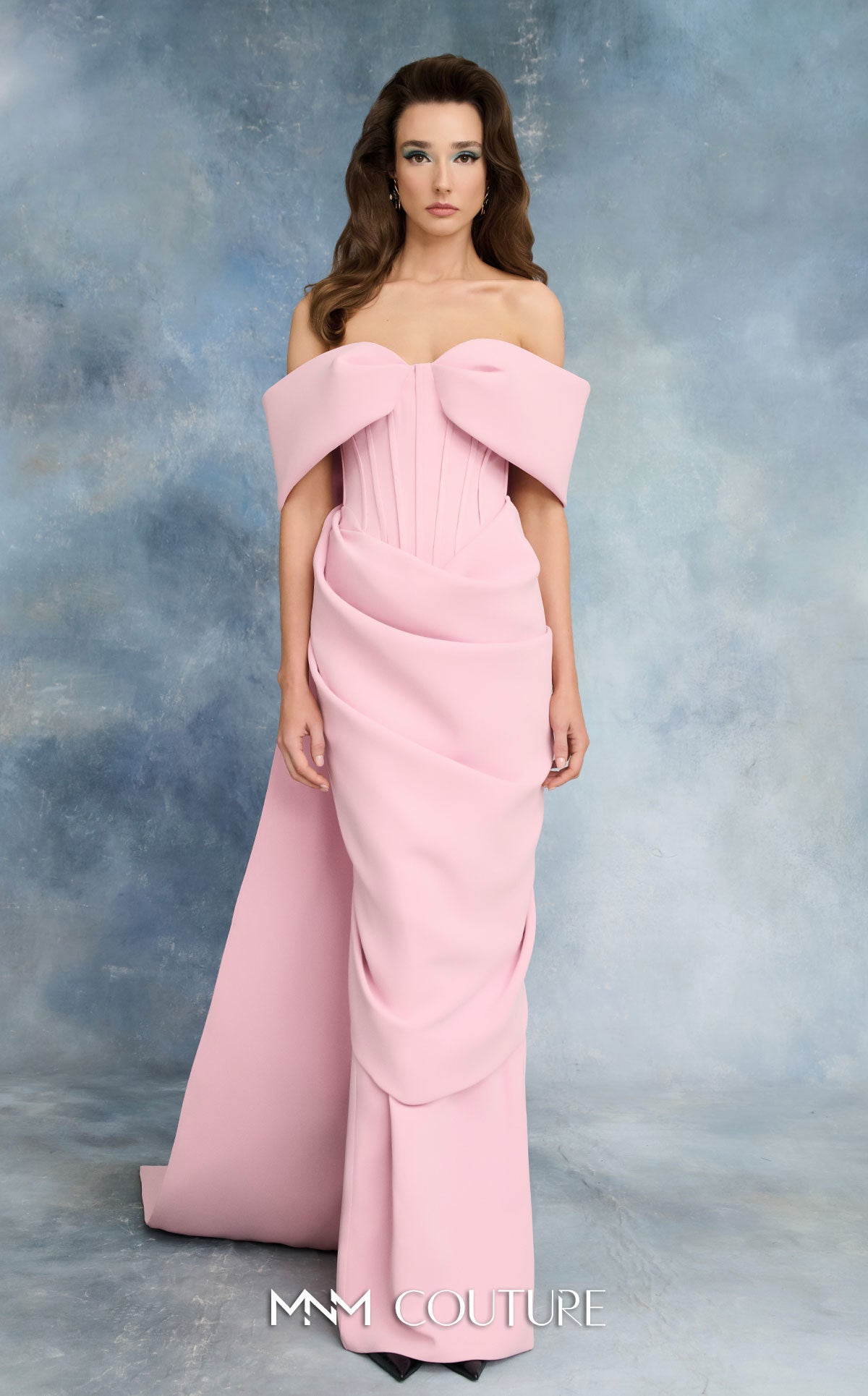 Strapless Curved Neck Floor-Length Scuba Formal Mermaid MNM Couture N0728